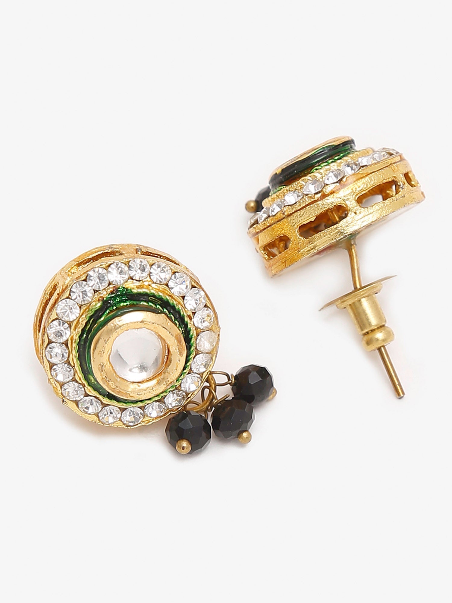 White Black Gold-Plated Kundan-Studded Jewellery Set - Ruby Raang - Grab2buy