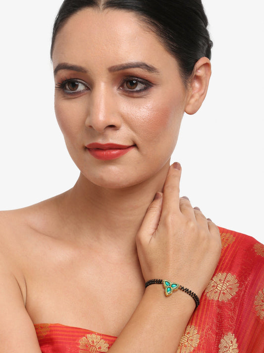 Women's Black Kundan Mangalsutra Bracelet - Ruby Raang - Grab2buy