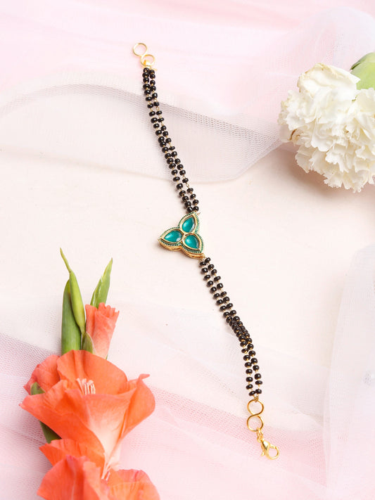 Women's Black Kundan Mangalsutra Bracelet - Ruby Raang - Grab2buy