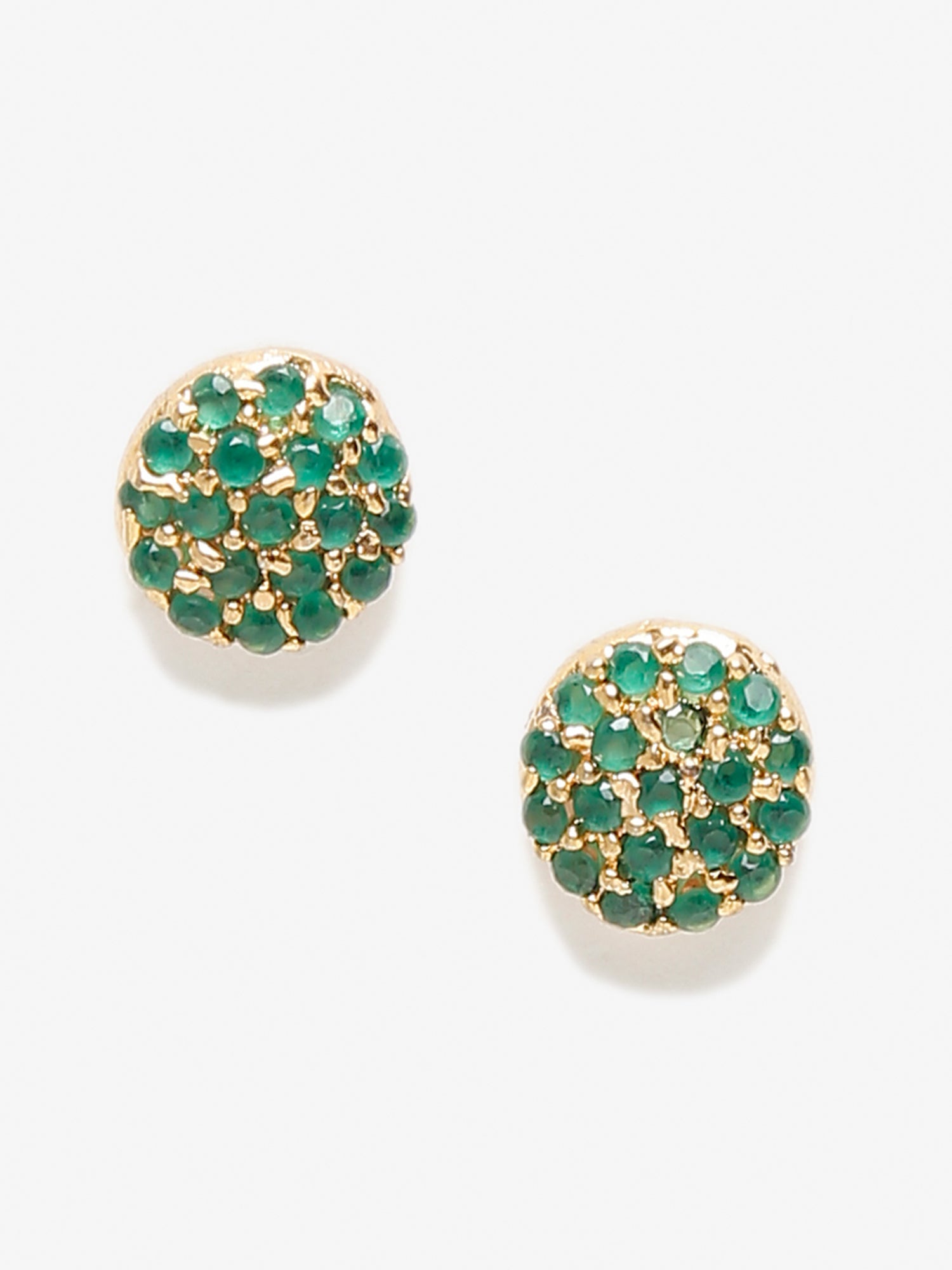 Green Gold-Toned Contemporary Studs Earrings - Ruby Raang - Grab2buy