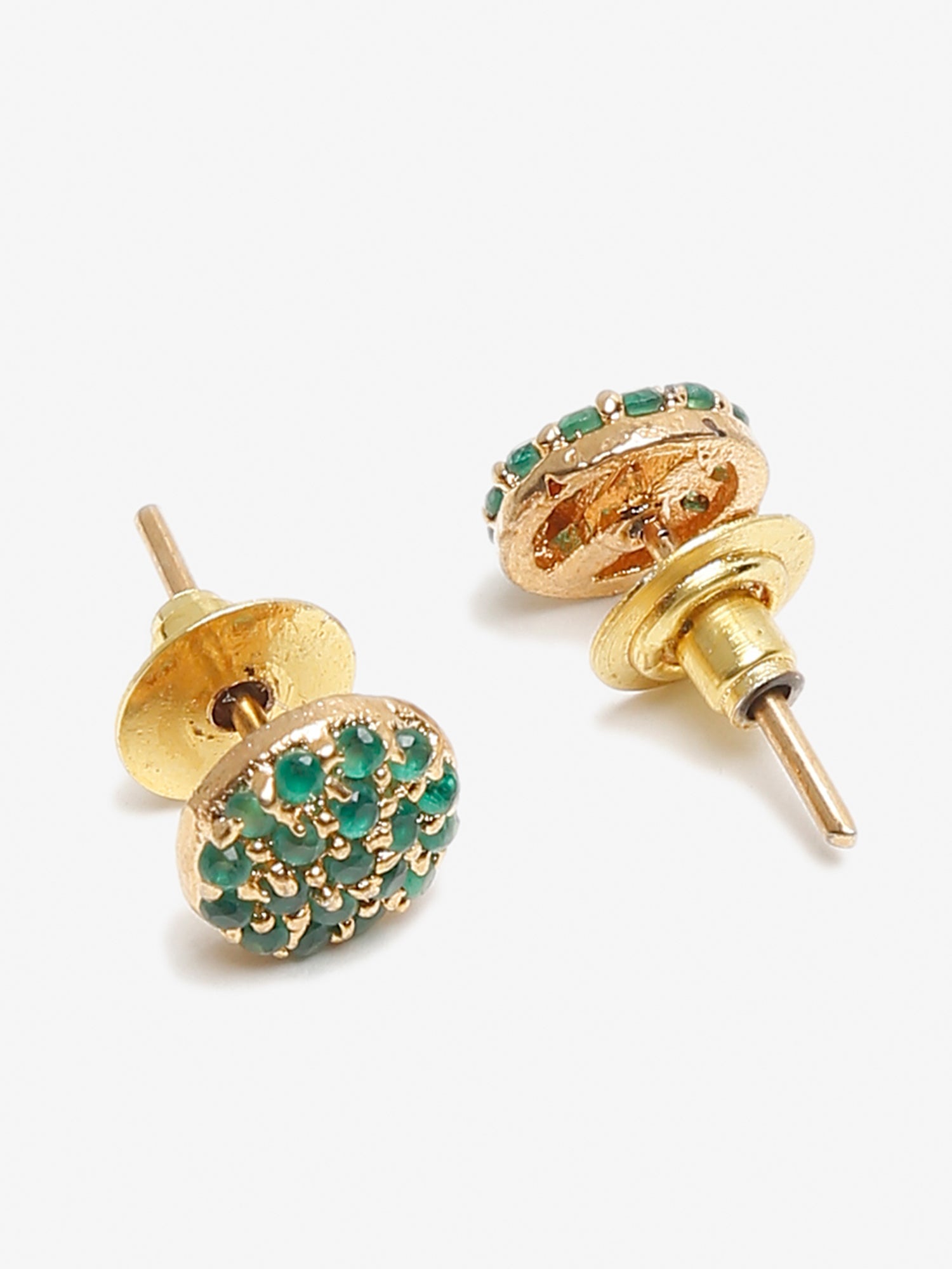 Green Gold-Toned Contemporary Studs Earrings - Ruby Raang - Grab2buy