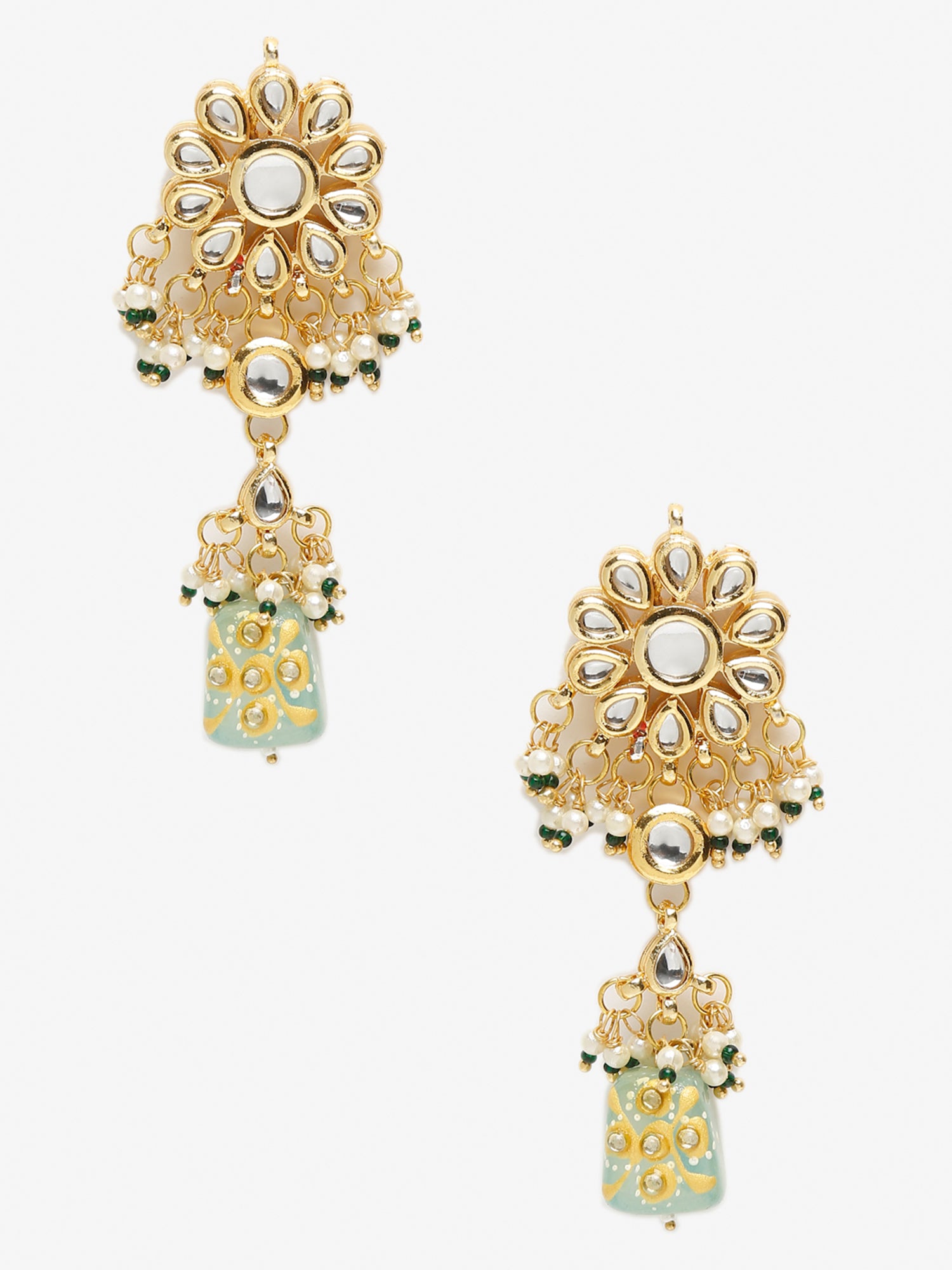 Gold-Toned Contemporary Drop Earrings - Ruby Raang