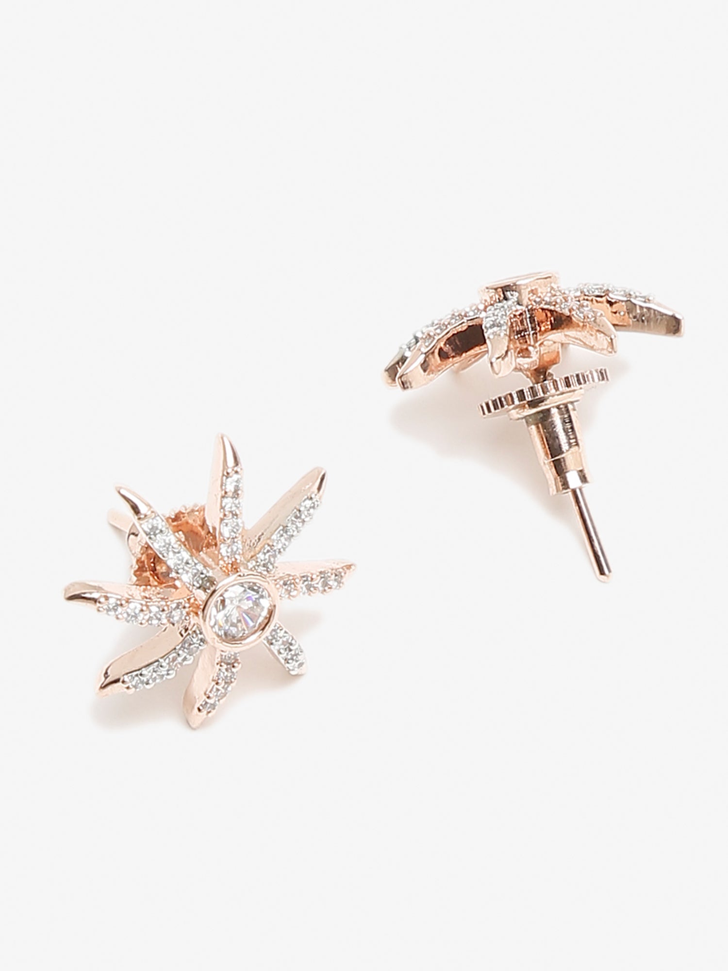 Rose Gold Contemporary Drop Earrings - Ruby Raang - Grab2buy