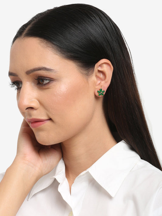 Green Contemporary Studs Earrings - Ruby Raang - Grab2buy
