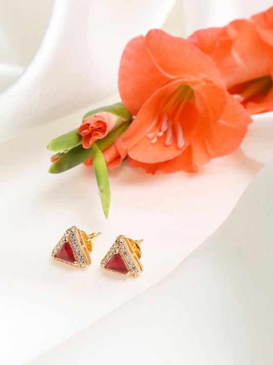 Maroon Contemporary Studs Earrings - Ruby Raang - Grab2buy