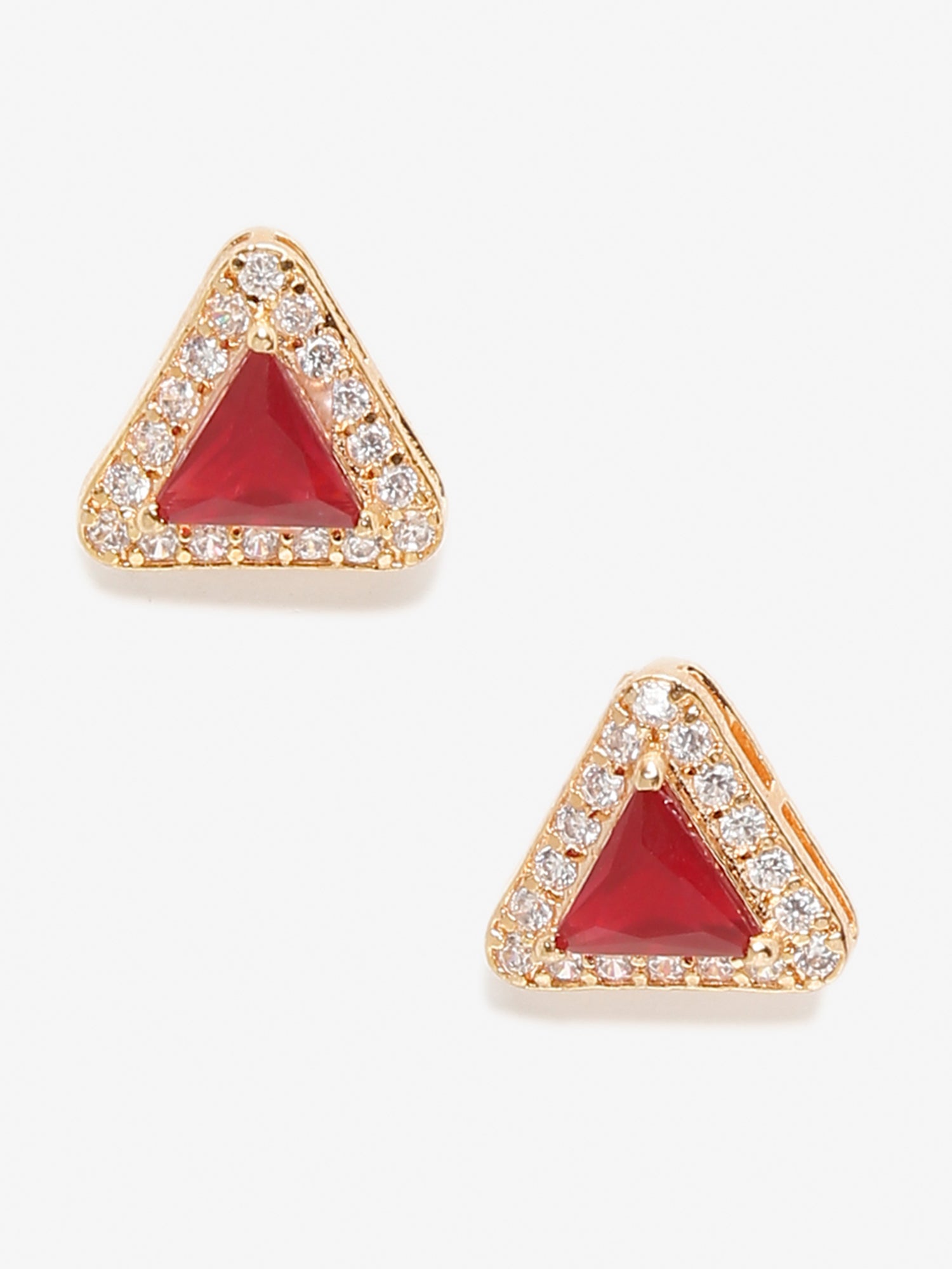 Maroon Contemporary Studs Earrings - Ruby Raang - Grab2buy