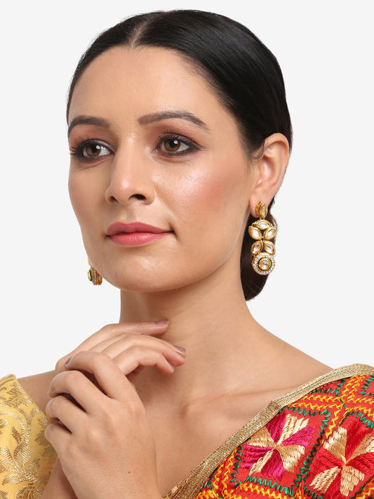 Gold-Toned Contemporary Drop Earrings - Ruby Raang - Grab2buy