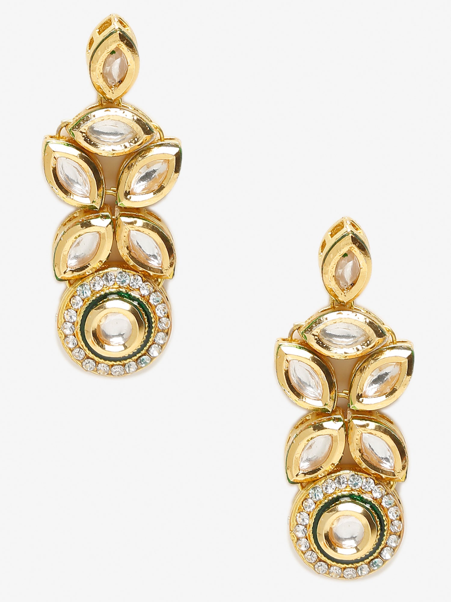 Gold-Toned Contemporary Drop Earrings - Ruby Raang - Grab2buy