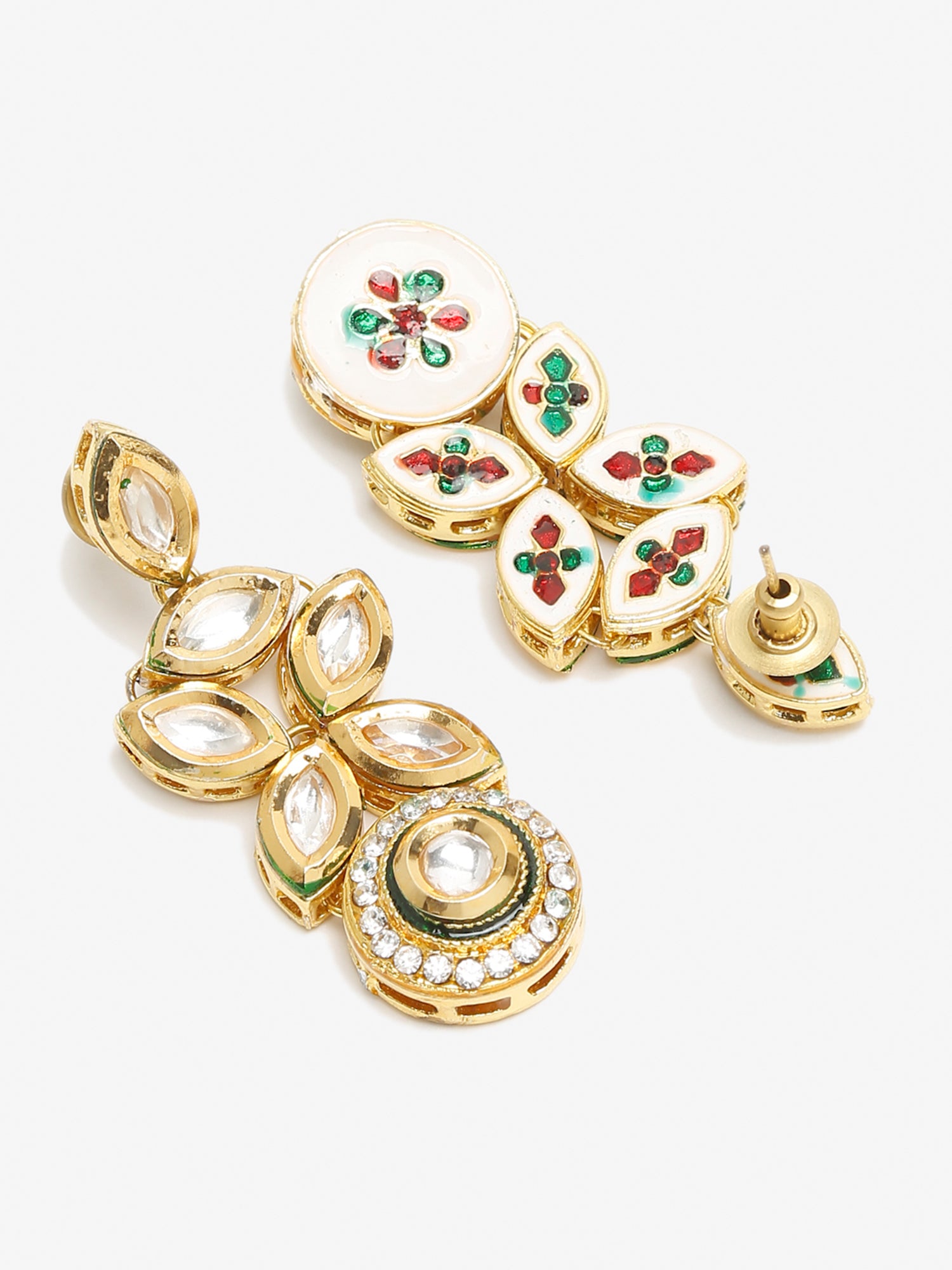 Gold-Toned Contemporary Drop Earrings - Ruby Raang - Grab2buy