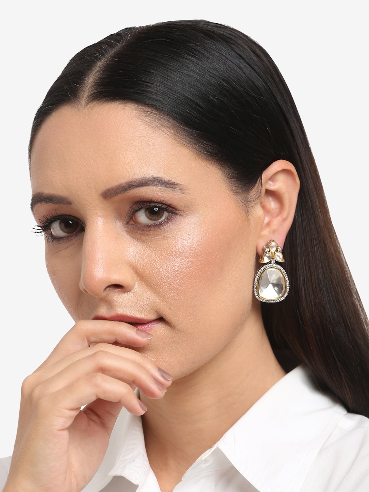 Silver-Toned Contemporary Studs Earrings - Ruby Raang - Grab2buy