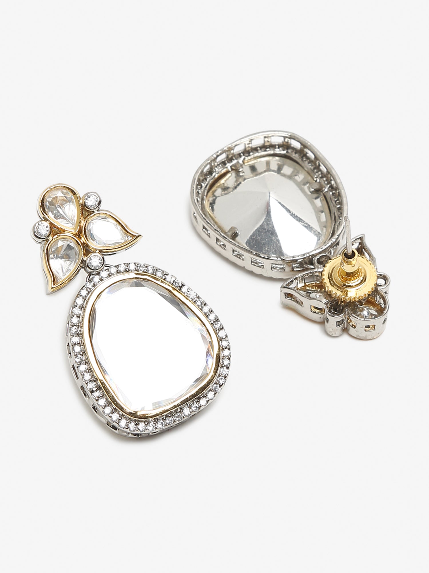 Silver-Toned Contemporary Studs Earrings - Ruby Raang - Grab2buy