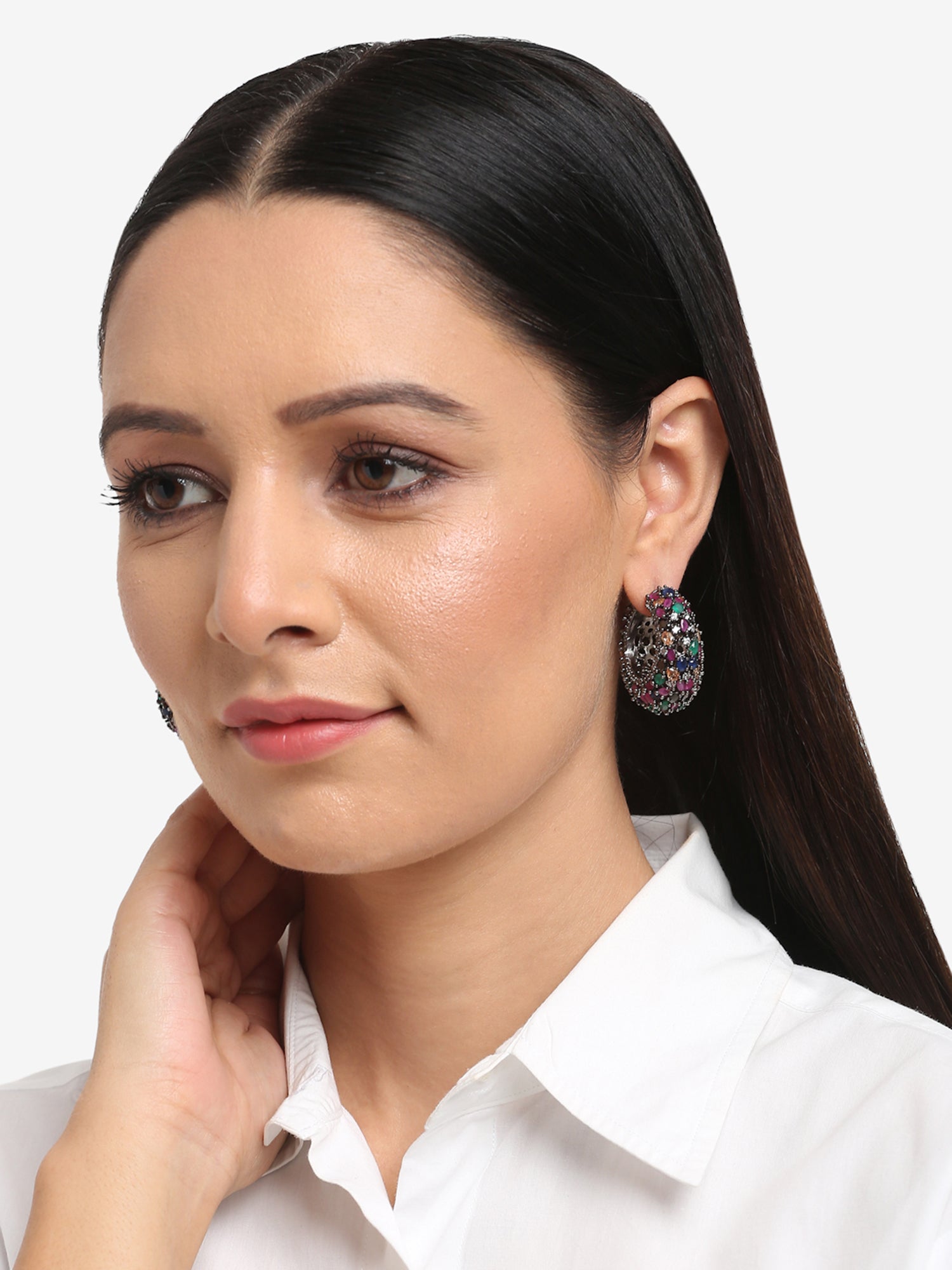 Multicoloured Contemporary Hoop Earrings - Ruby Raang - Grab2buy