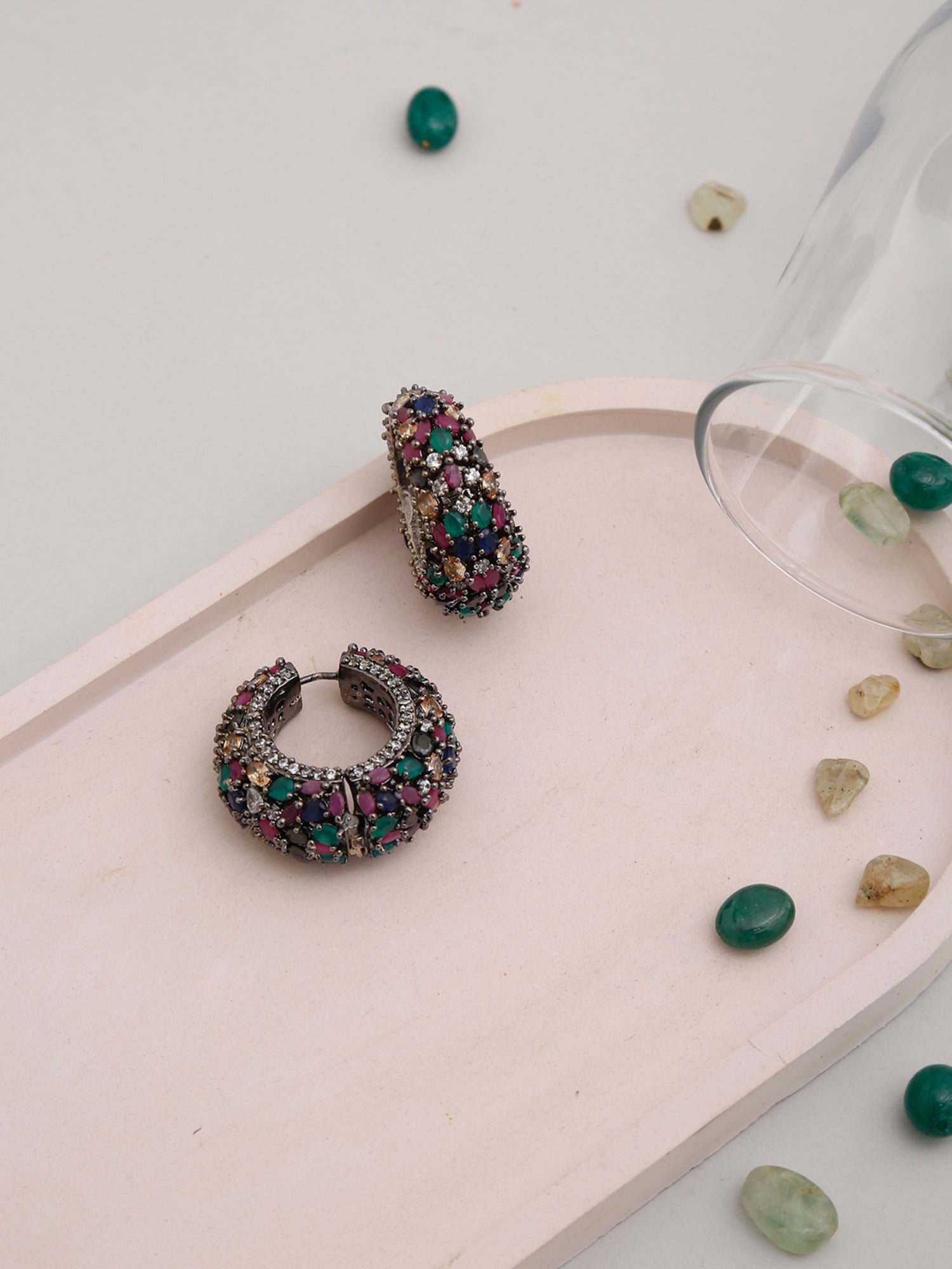 Multicoloured Contemporary Hoop Earrings - Ruby Raang - Grab2buy