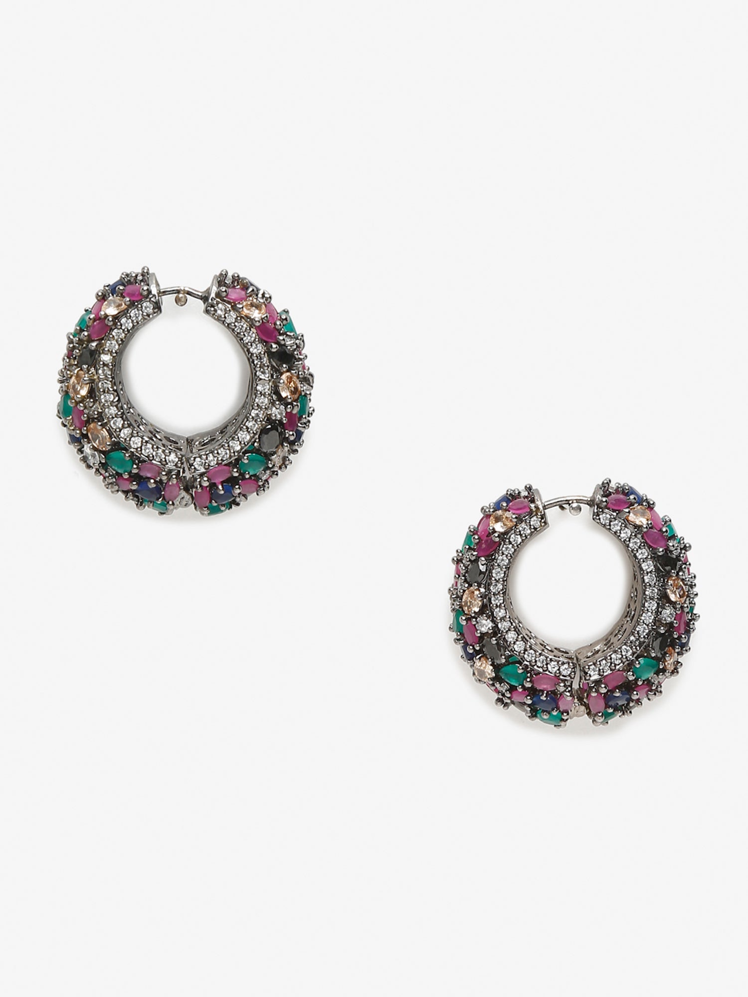 Multicoloured Contemporary Hoop Earrings - Ruby Raang - Grab2buy