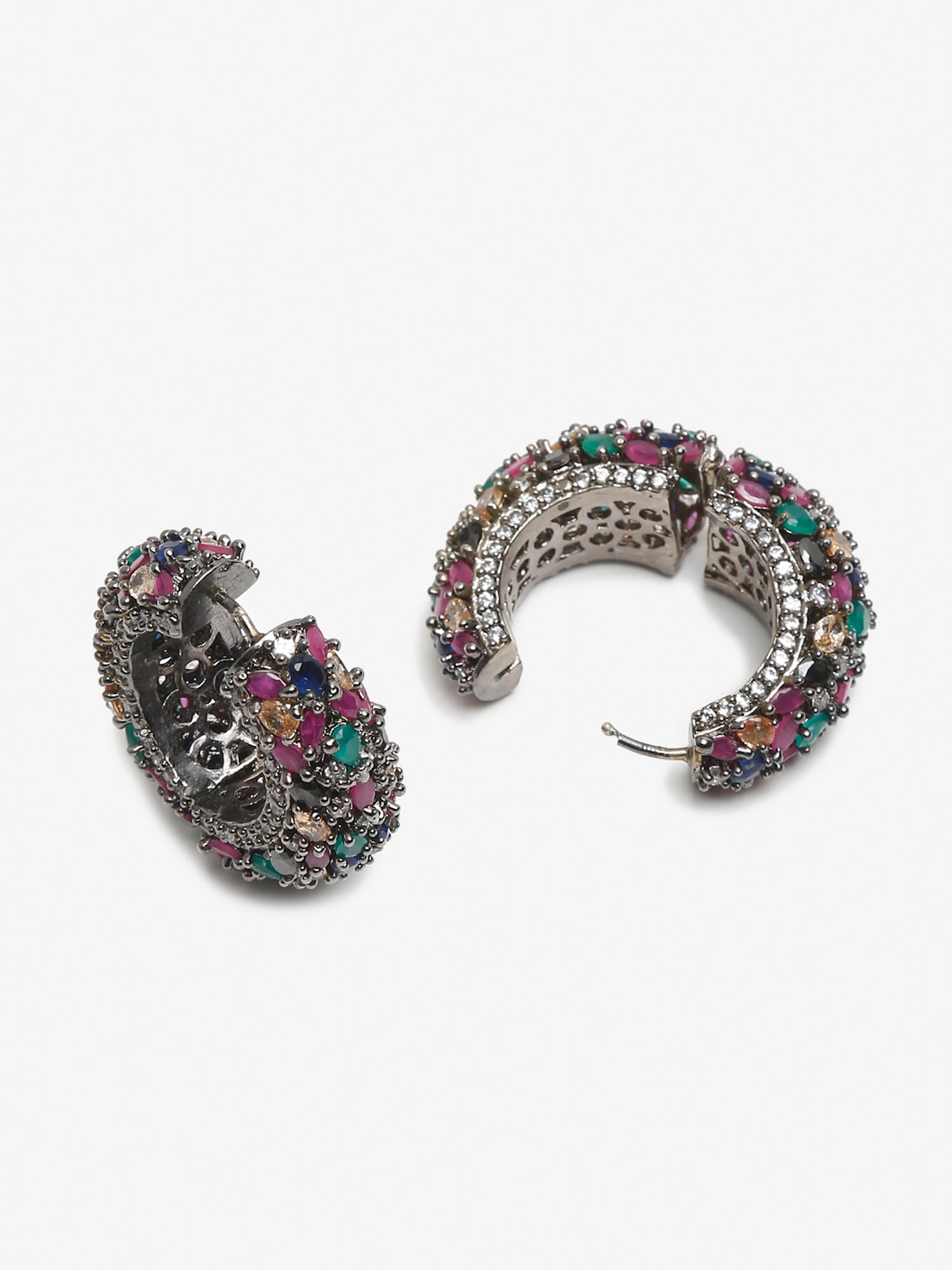 Multicoloured Contemporary Hoop Earrings - Ruby Raang - Grab2buy