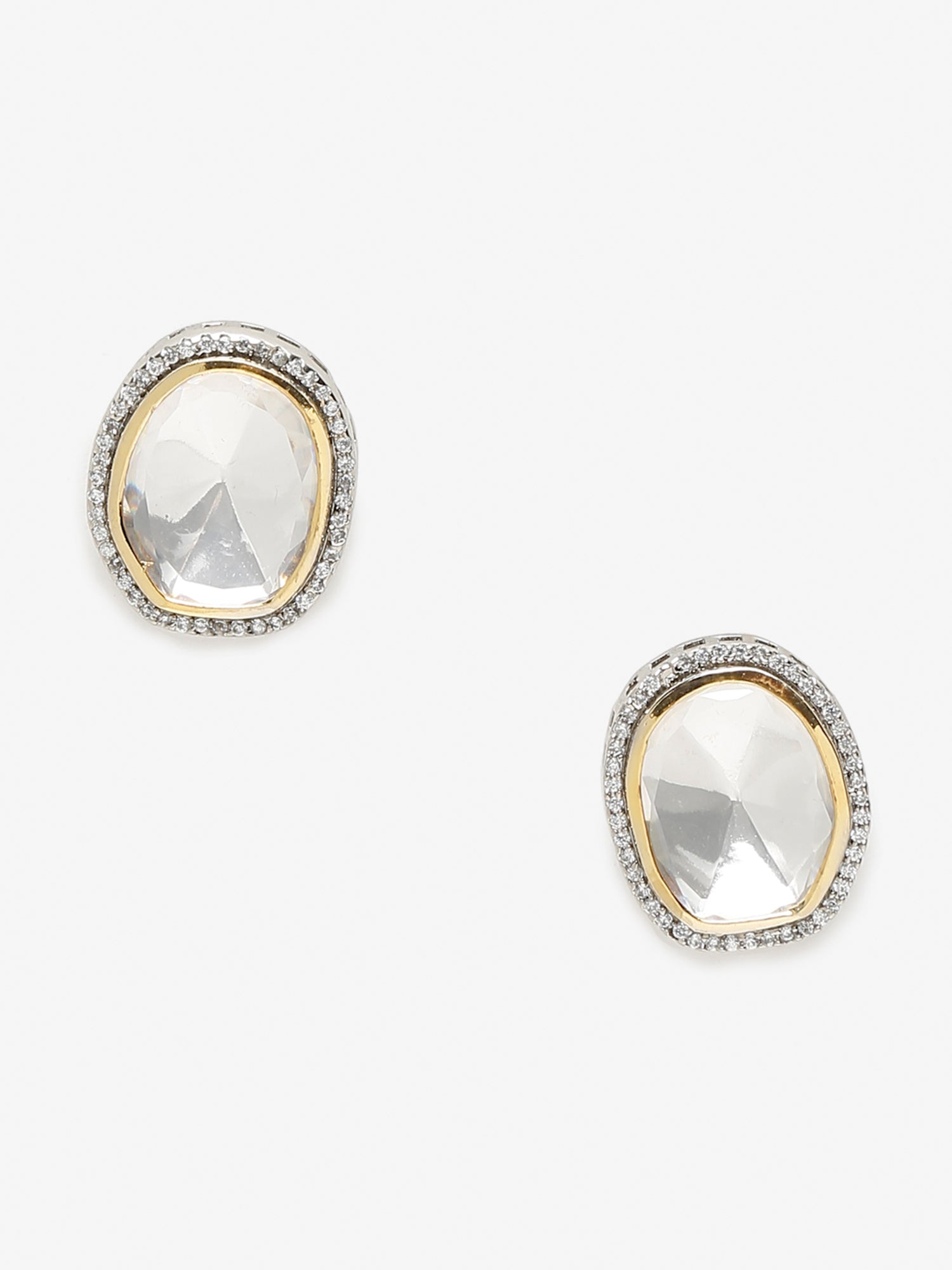 Silver-Toned Contemporary Studs Earrings - Ruby Raang