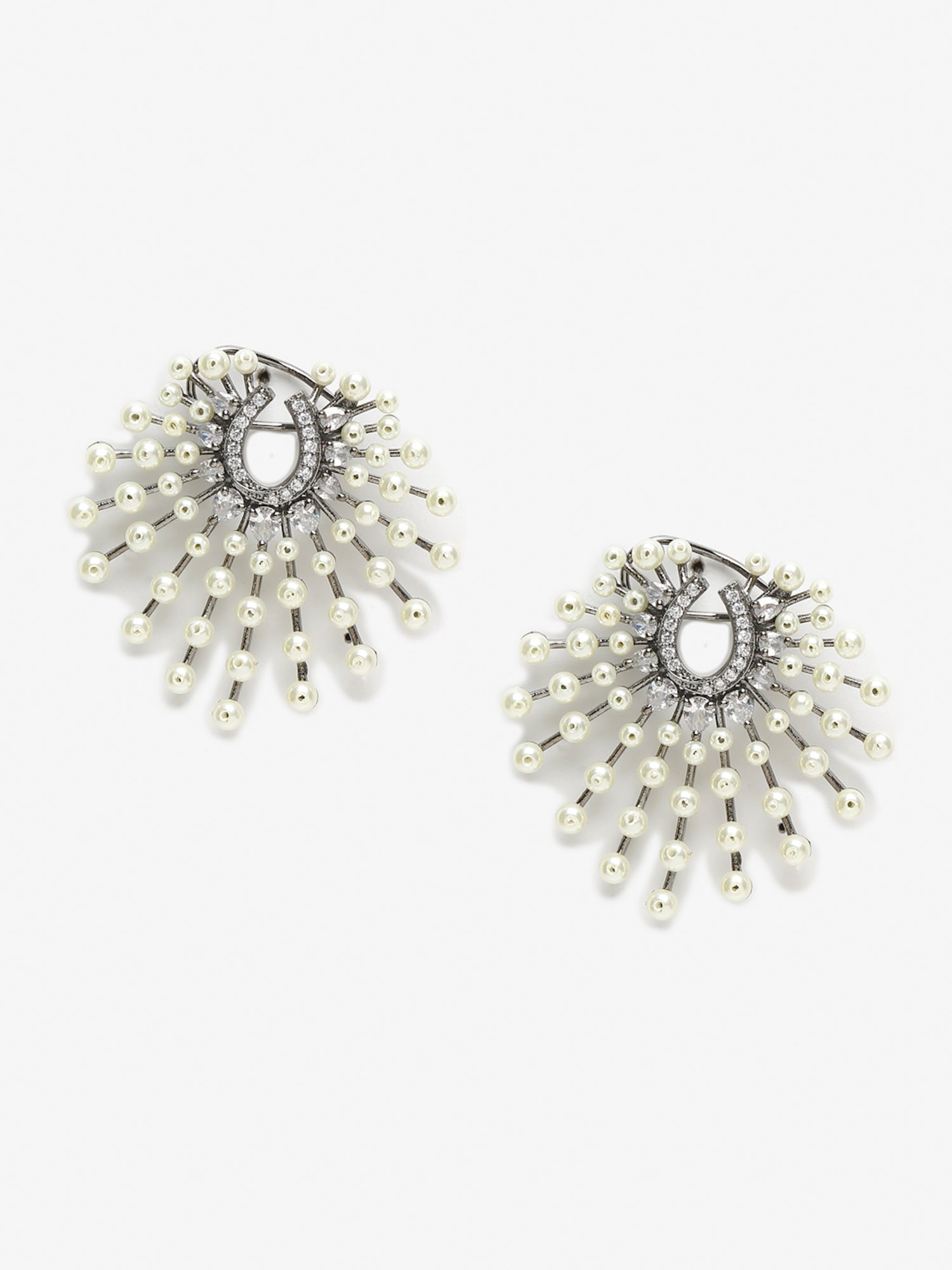 White Contemporary Drop Earrings - Ruby Raang - Grab2buy