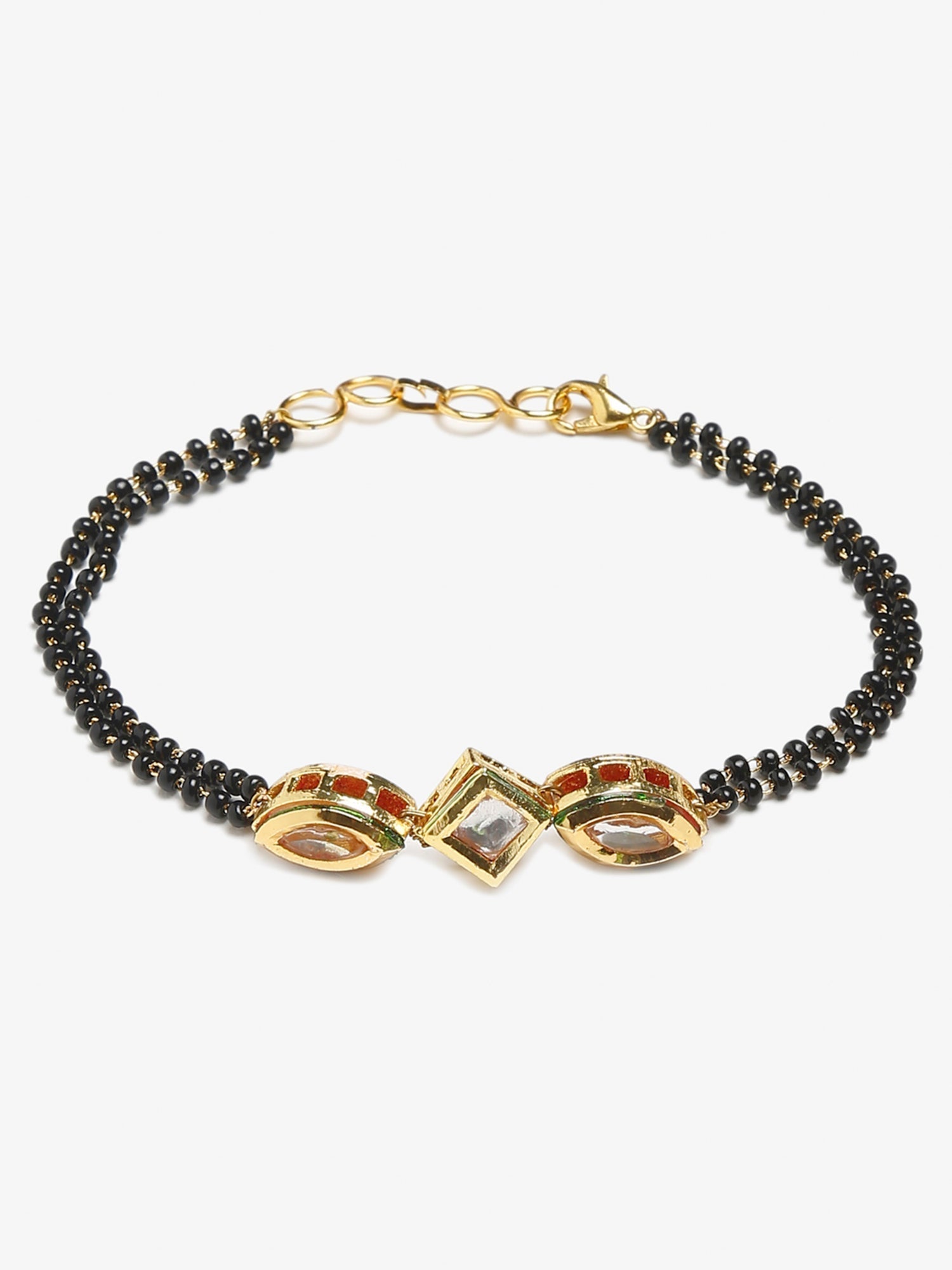 Women's Black Gold-Polished Kundan Mangalsutra Bracelet - Ruby Raang  Grab2Buy Ruby Raang Grab2Buy