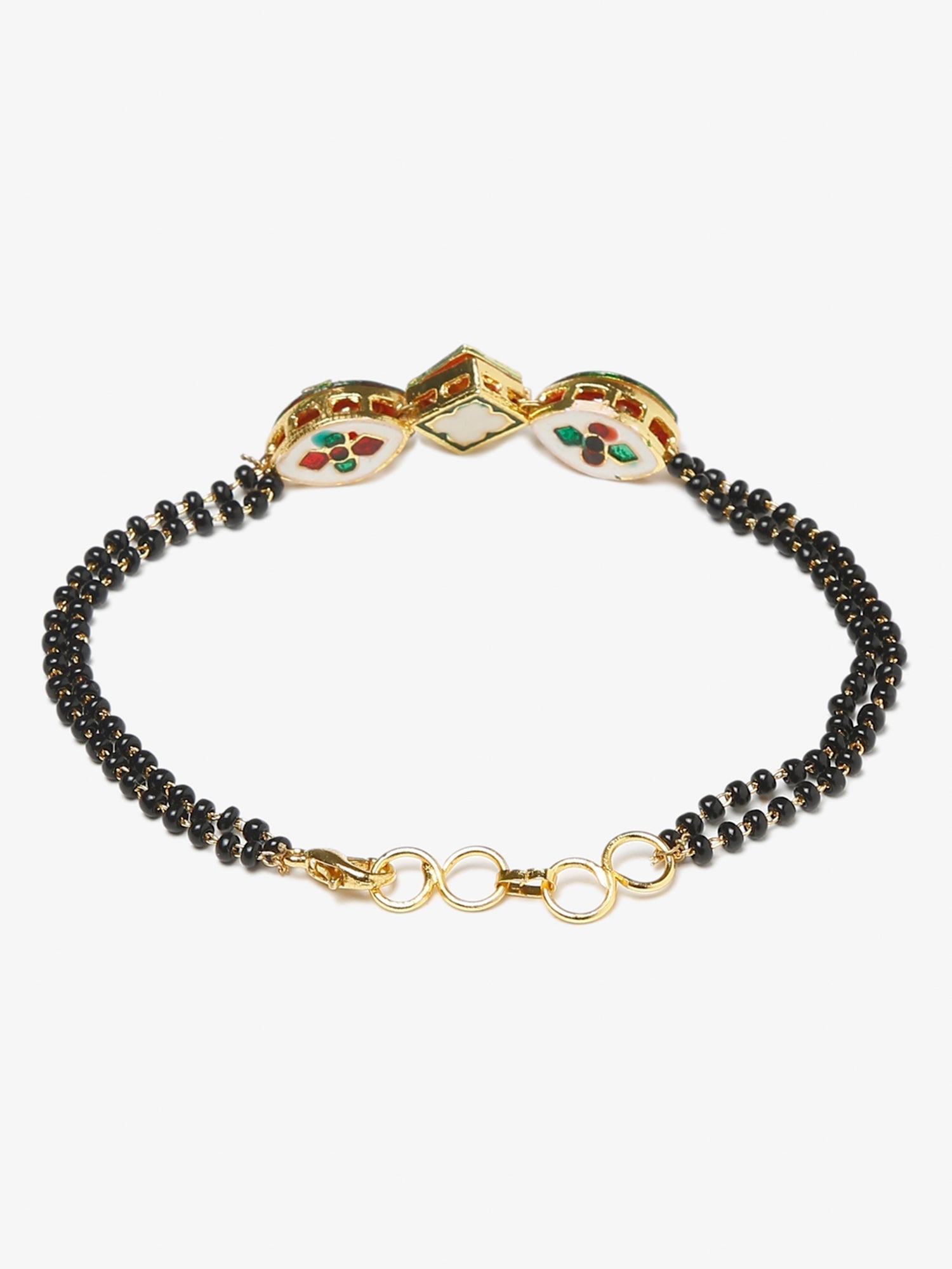 Women's Black Gold-Polished Kundan Mangalsutra Bracelet - Ruby Raang  Grab2Buy Ruby Raang Grab2Buy