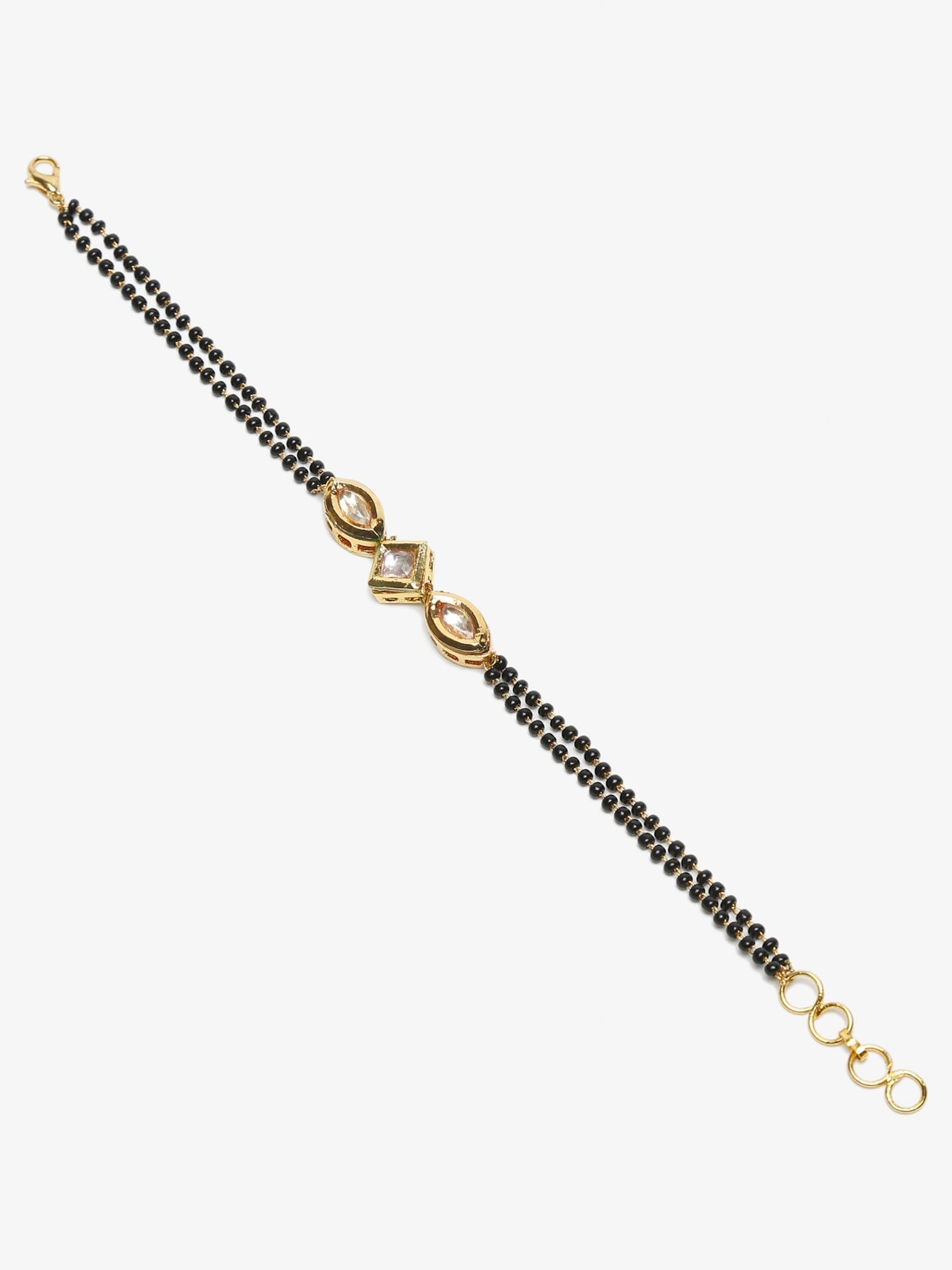 Women's Black Gold-Polished Kundan Mangalsutra Bracelet - Ruby Raang  Grab2Buy Ruby Raang Grab2Buy