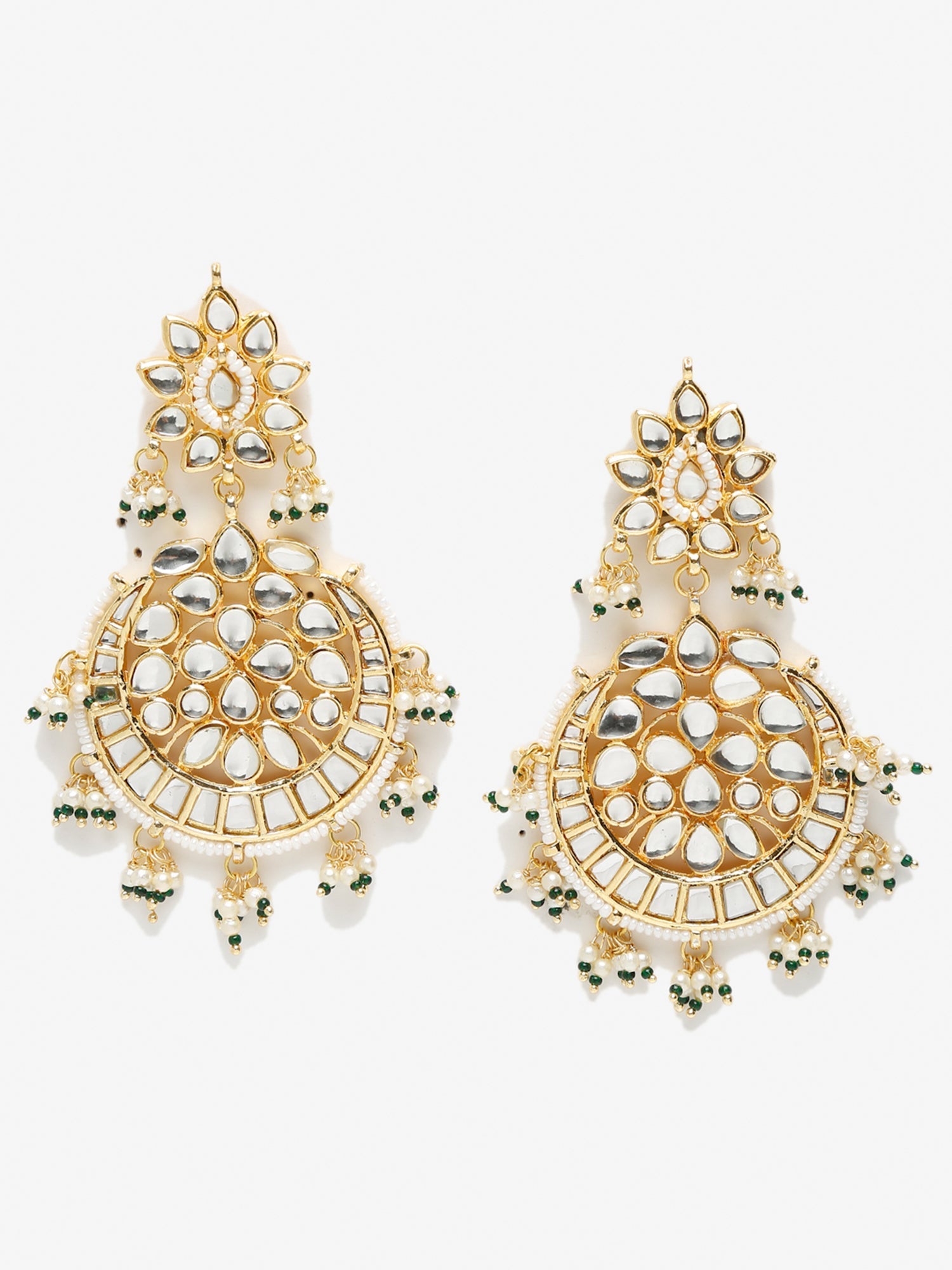 Green Contemporary Chandbalis Earrings - Ruby Raang - Grab2buy