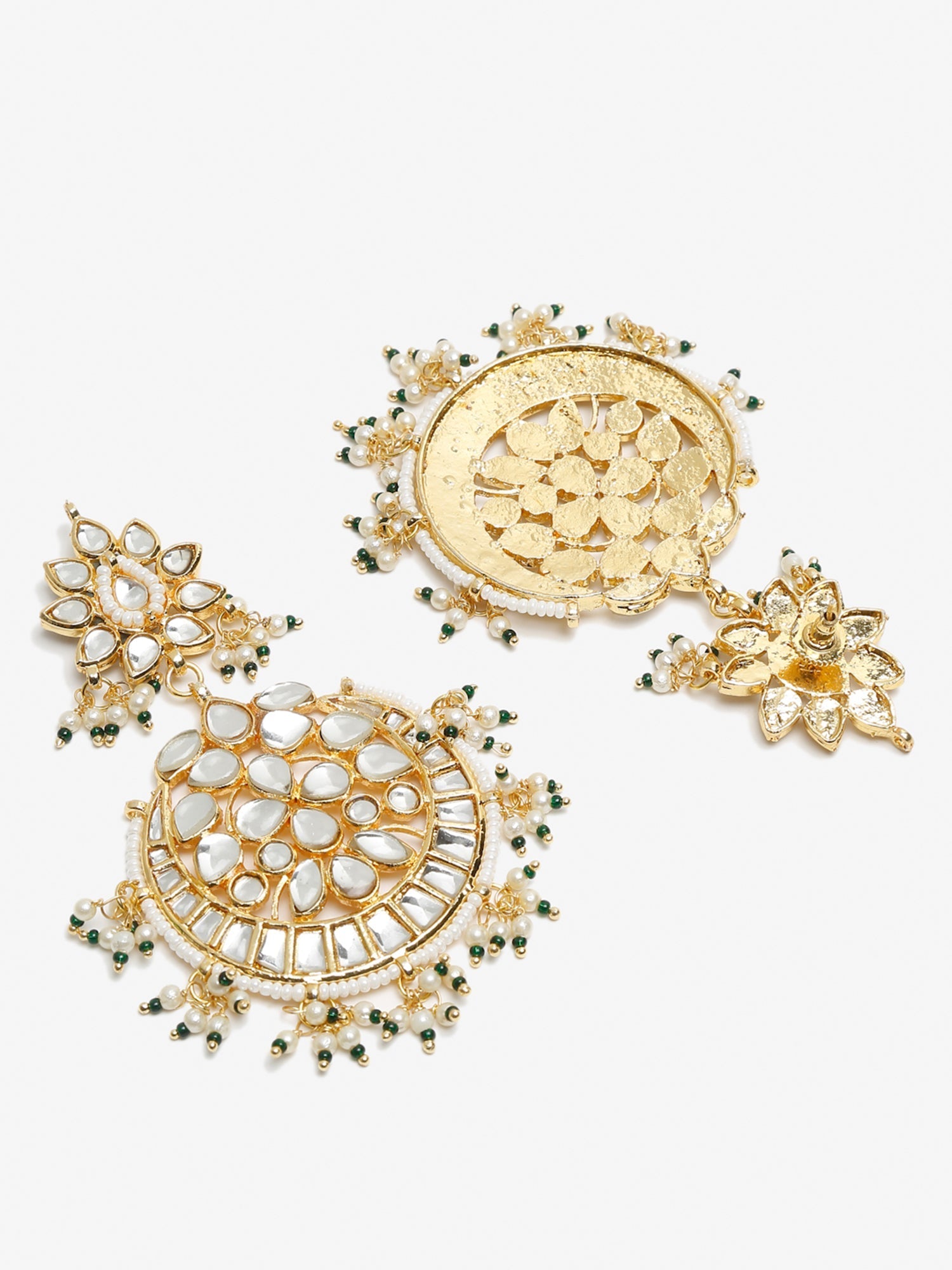 Green Contemporary Chandbalis Earrings - Ruby Raang - Grab2buy