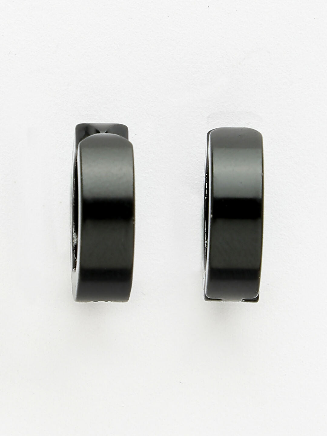 NVR Men's Black Rhodium-Plated Stainless Steel Hoop Earrings - Grab2buy