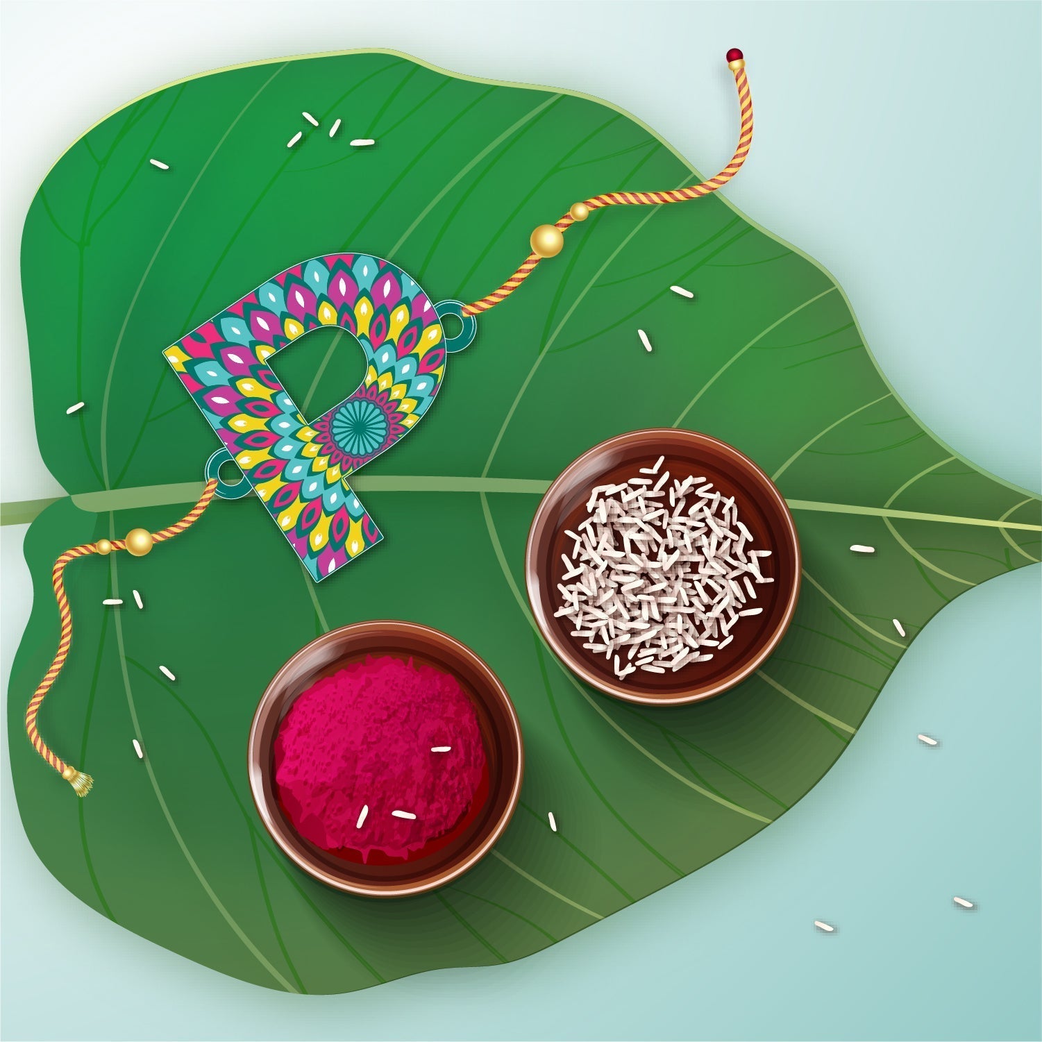 Indianvibez Alphabet P Wooden Rakhi - Kids Rakhi - Swadesiicart