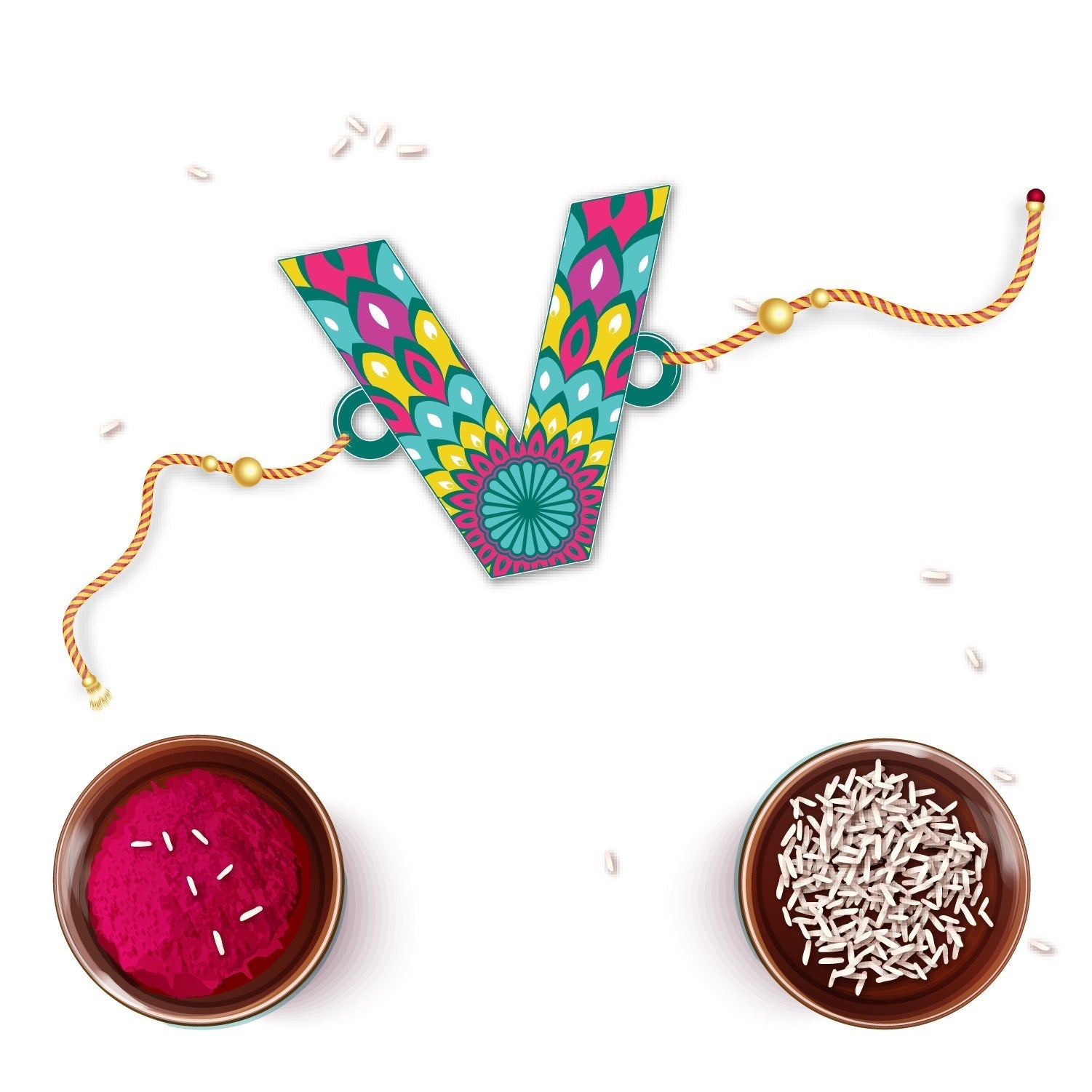 Indianvibez Alphabet V Wooden Rakhi - Kids Rakhi - Swadesiicart