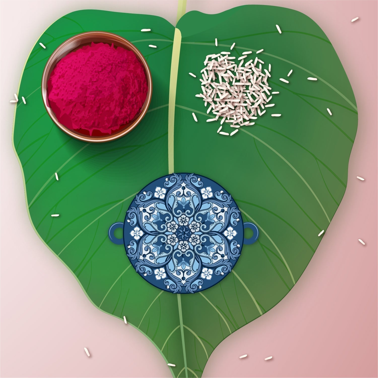 Indianvibez Ethnic Mandala Wooden Rakhi with Rudraksha, Divine Rakhi for Brother| - Kids Rakhi - Swadesiicart