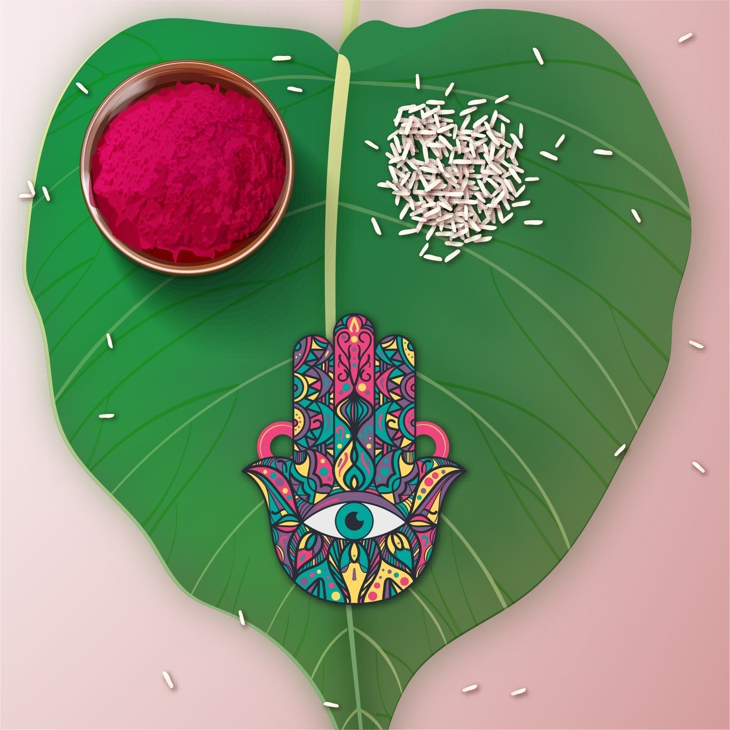 Indianvibez Protective Hamsa Rakhi, Wooden Rakhi with Rudraksha Thread - Kids Rakhi - Swadesiicart