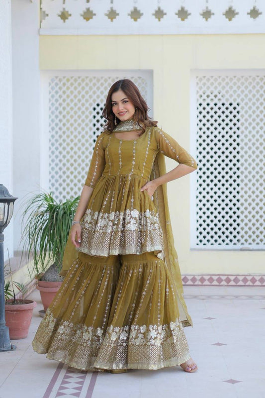 Lehenga Mart Pure Simmer Top & Sharara for womens