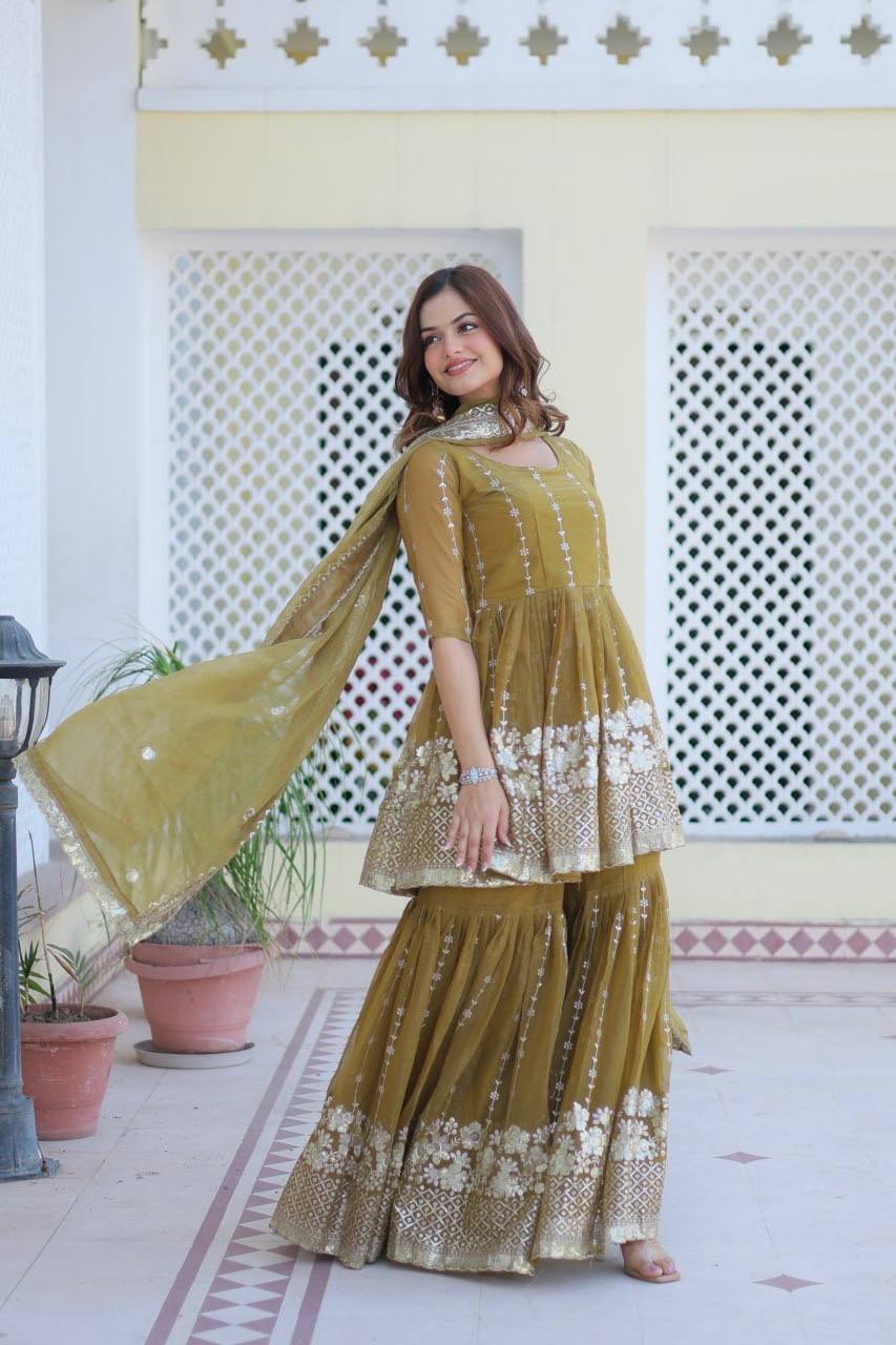 Lehenga Mart Pure Simmer Top & Sharara for womens
