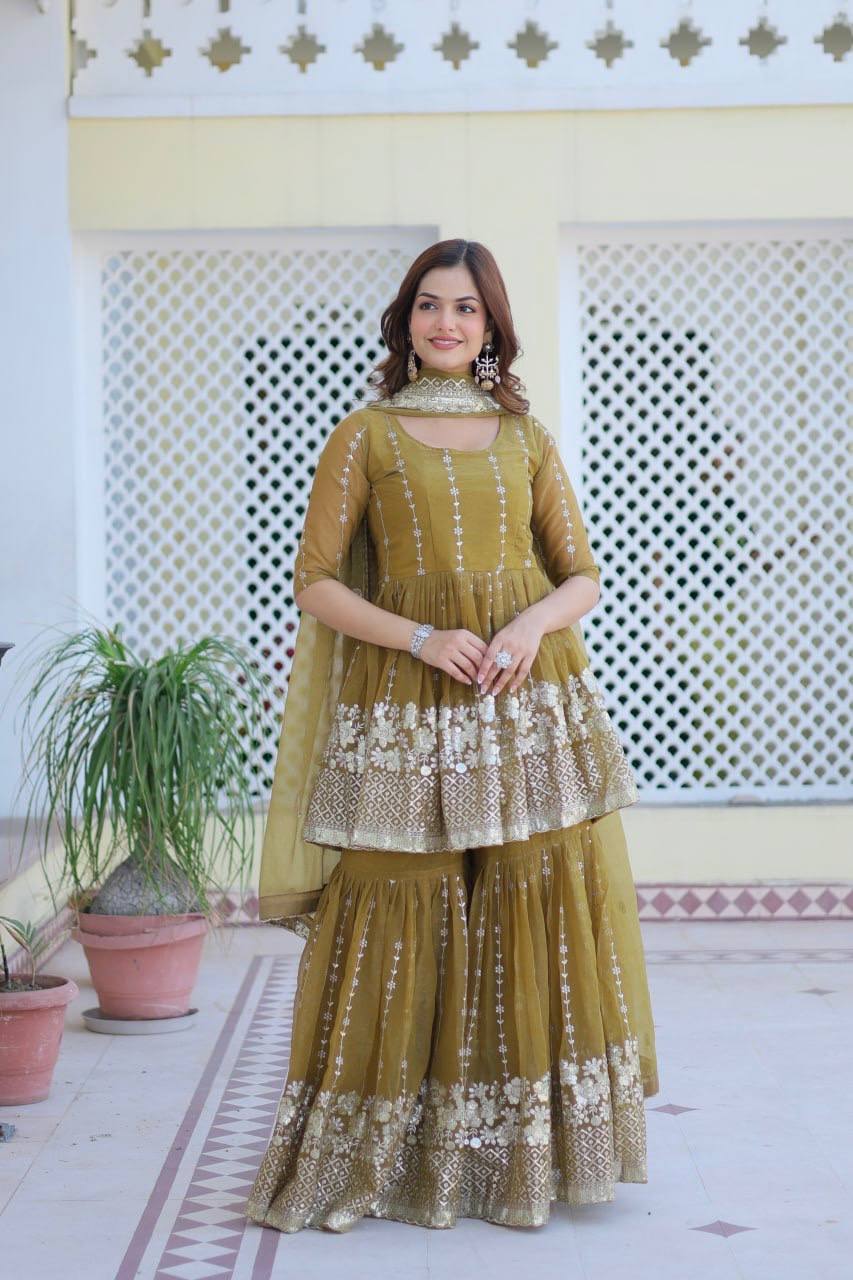 Lehenga Mart Pure Simmer Top & Sharara for womens