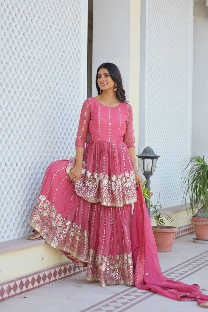Lehenga Mart Pure Simmer Top & Sharara for womens