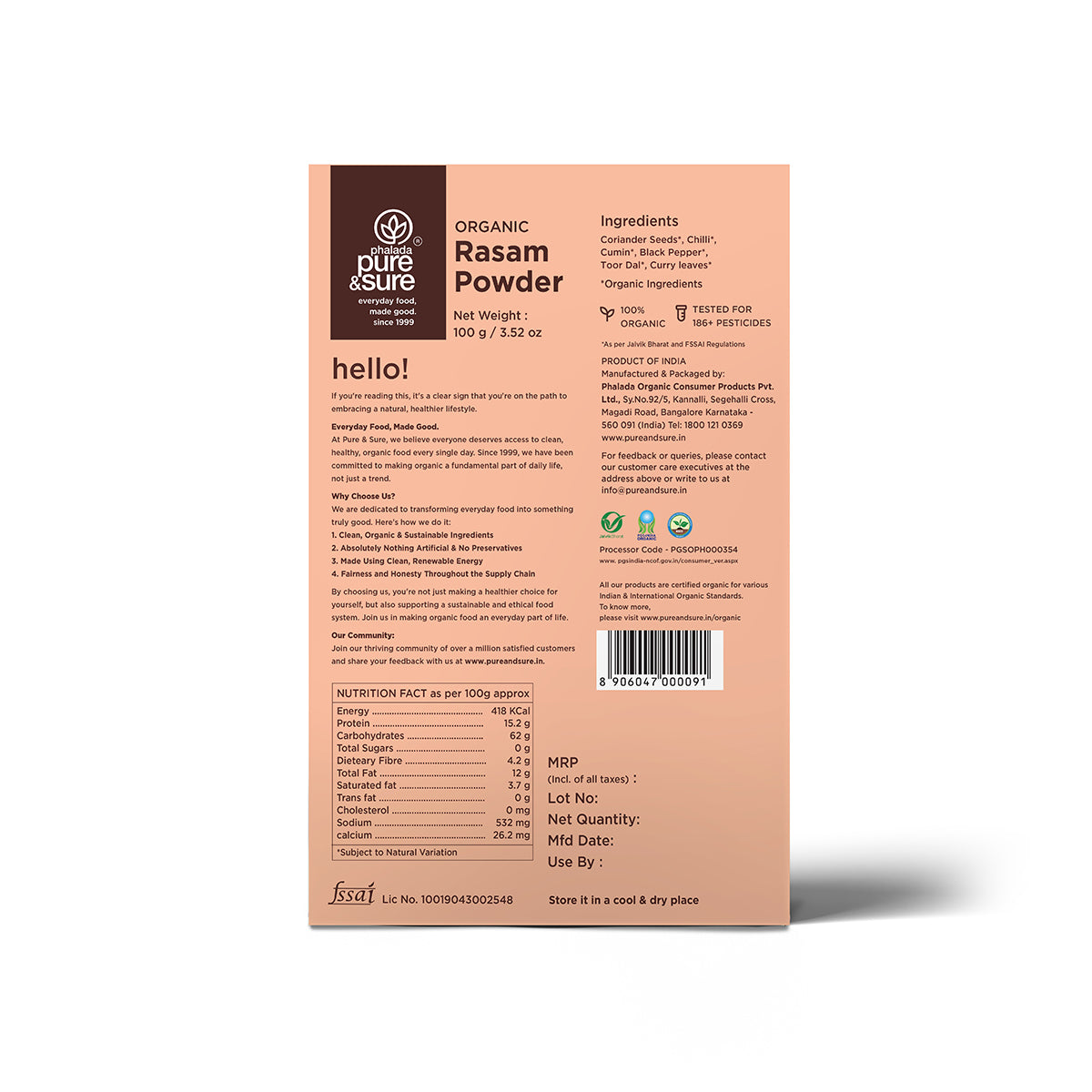 Pure & Sure Organic Rasam Powder 