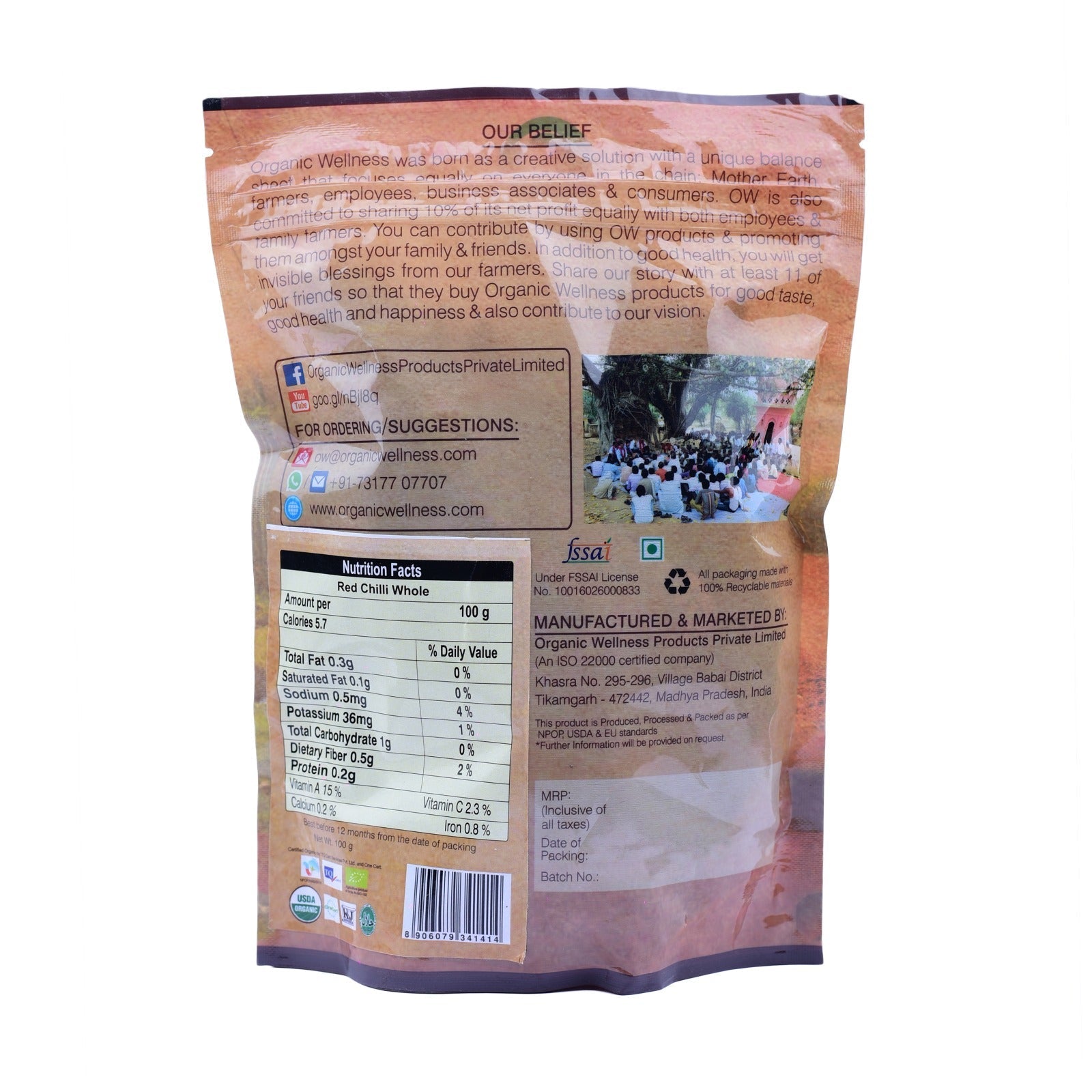 Organic Wellness Red Chilli Whole 