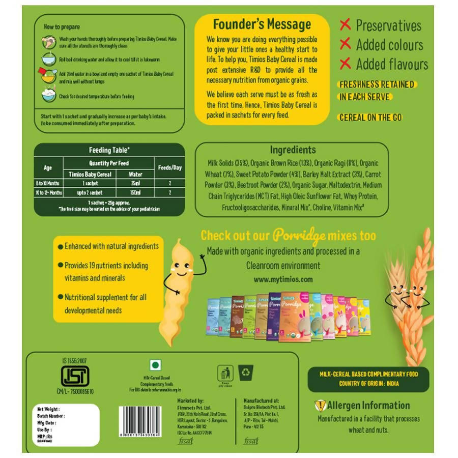 Timios Organic Multigrain Veg Baby Cereal  Grab2Buy Timios Grab2Buy