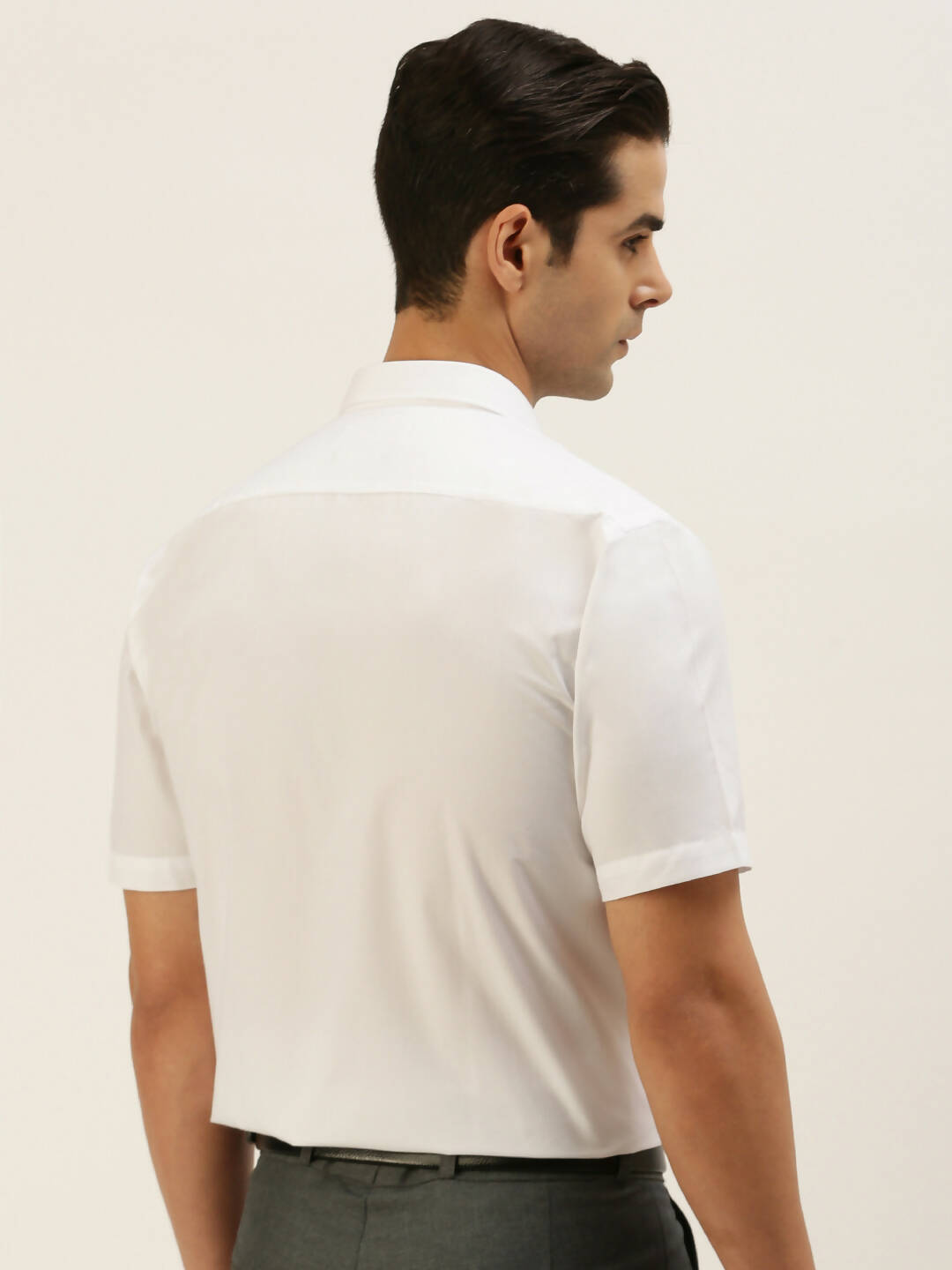 Ramraj Cotton Mens Half Sleeve Formal Poly Cotton White Shirt 