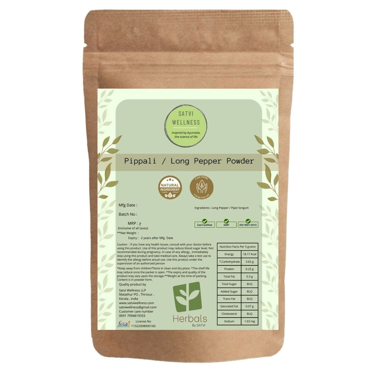 Satvi Wellness Pippali Powder | Kerala Pippali 