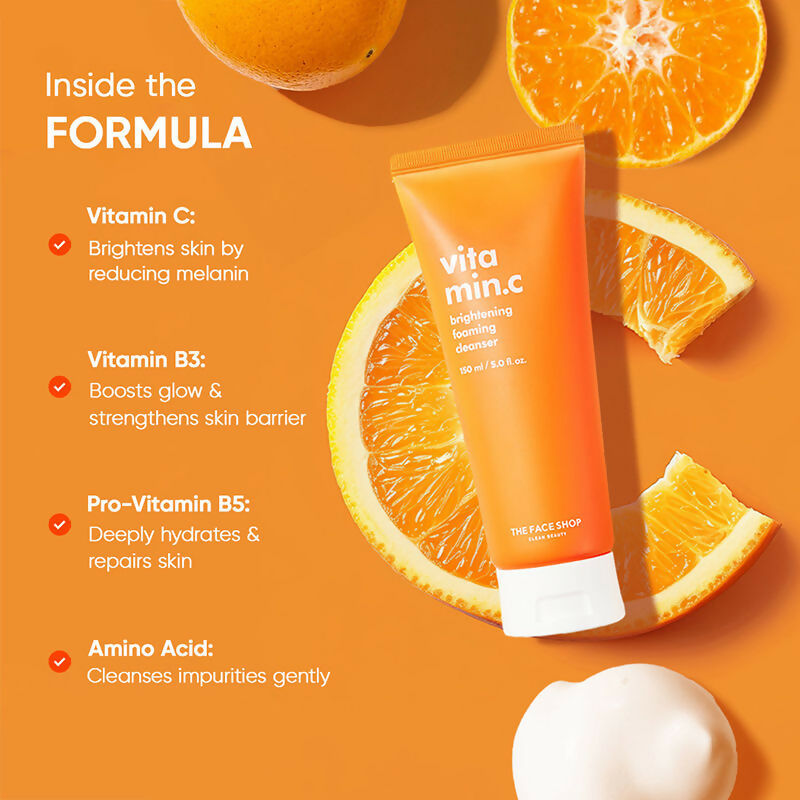 The Face Shop Vitamin C Brightening Korean Face Wash  Grab2Buy The Face Shop Grab2Buy