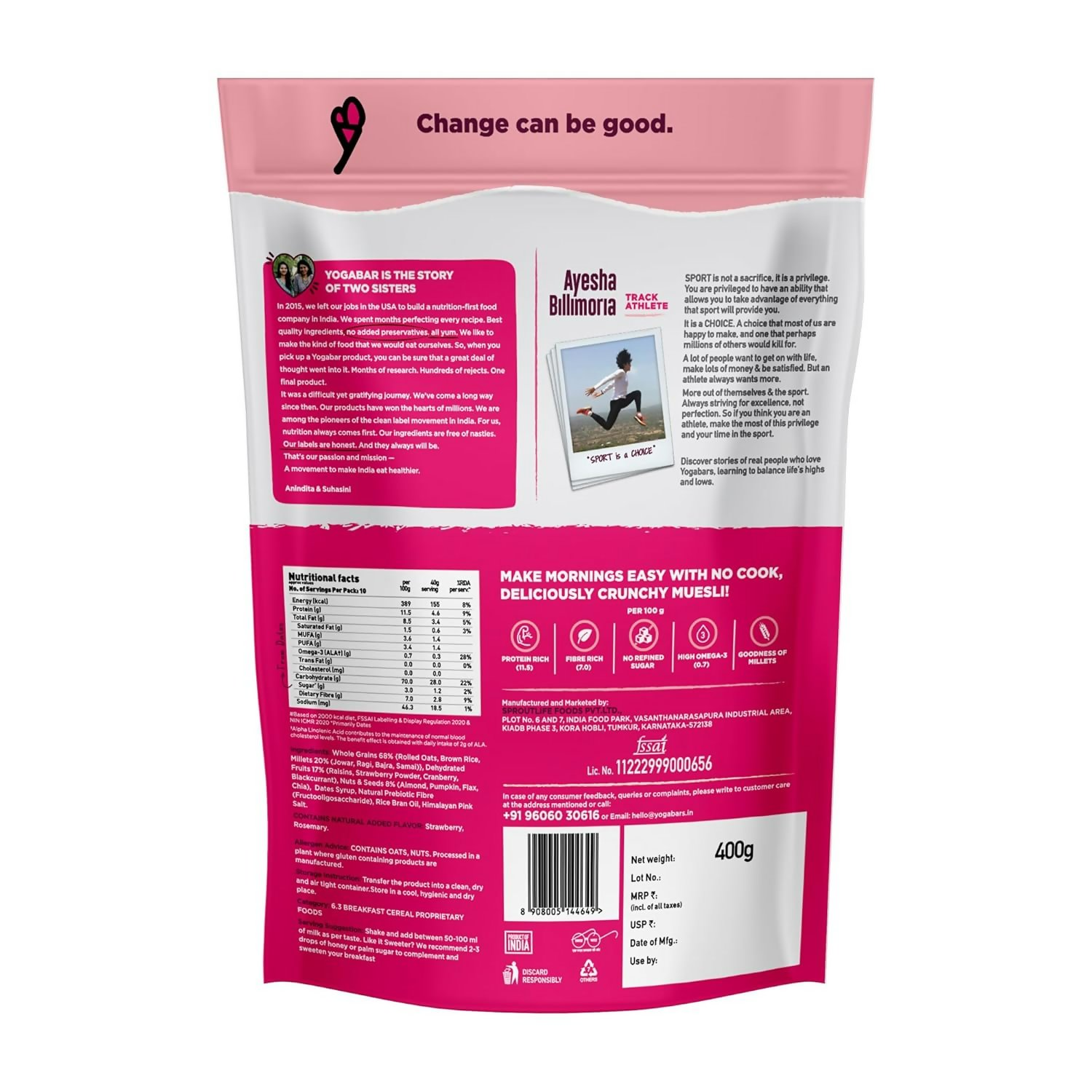 Yoga Bar Wholegrain Breakfast Muesli - Fruits, Nuts + Seeds + Dark Chocolate  Grab2Buy Yoga Bar Grab2Buy