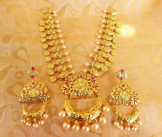 Gold Plated Lakshmi Kasu Necklace Set