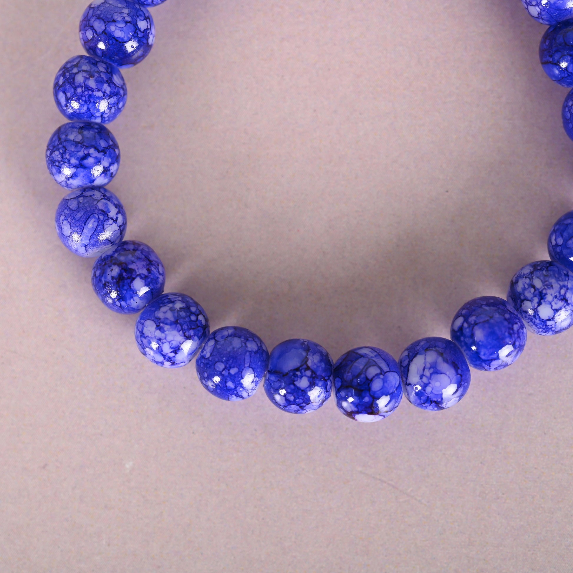 NVR Men & Women Blue Marbel Crystal Elasticated Bracelet | Grab2Buy