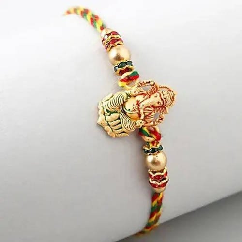 Authentic Design Ganesha Rakhi & Fruit N Nut Chocolates