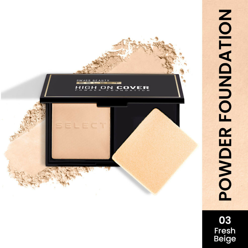 Swiss Beauty Select High On Cover Powder Foundation - 3 Fresh Beige 