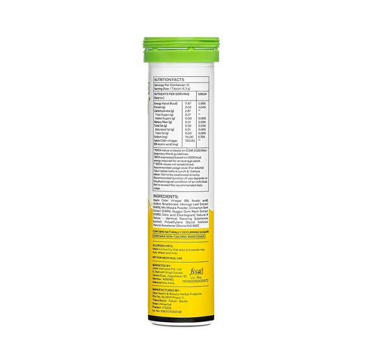 OZiva Metabolic ACV Moringa Effervescent Tablets for Control Cravings - Lemon Masala Flavor 