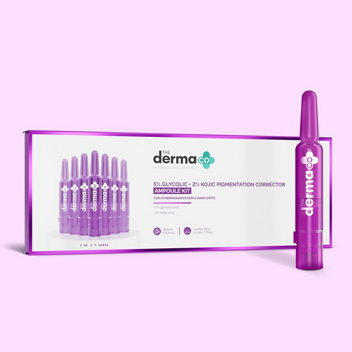 The Derma Co 5% Glycolic + 2% Kojic Pigmentation Corrector Ampoule Kit  Grab2Buy The Derma Co Grab2Buy