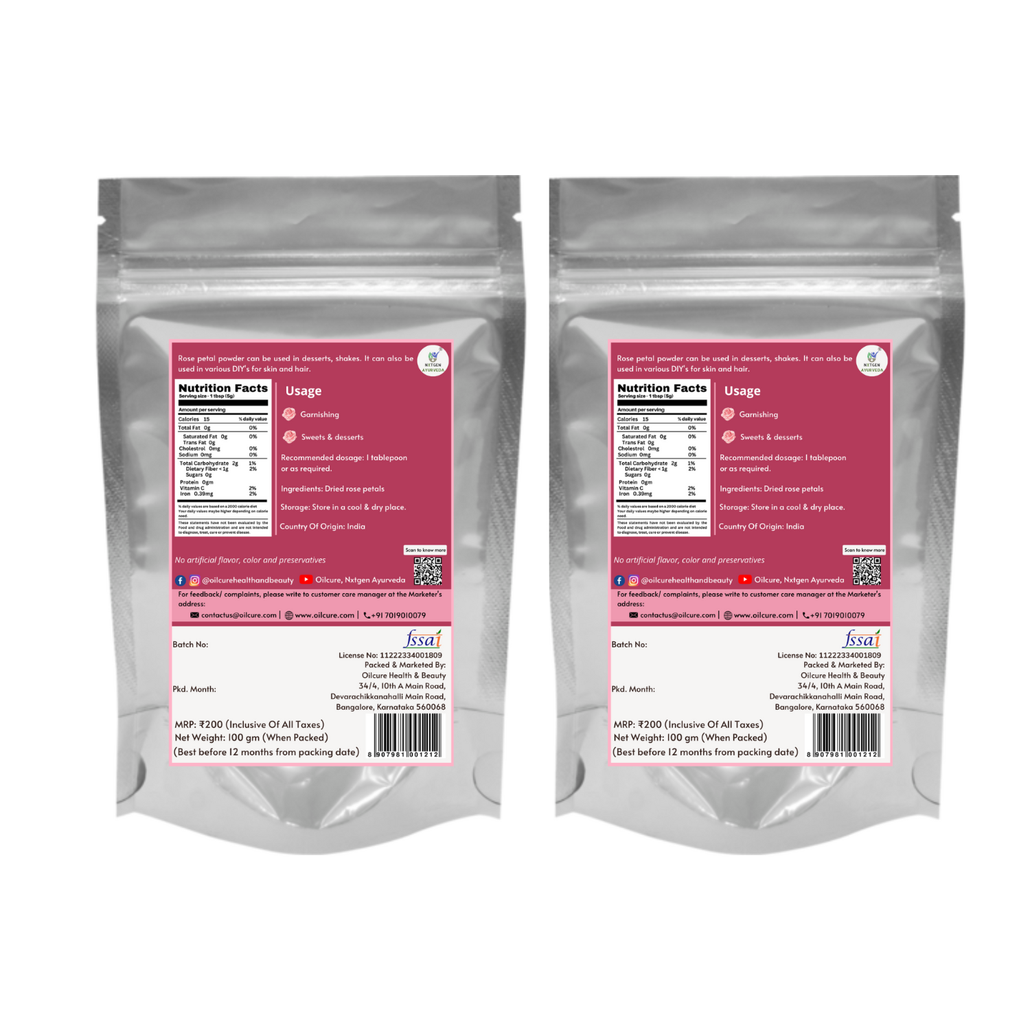 Nxtgen Ayurveda Rose Petal Powder 