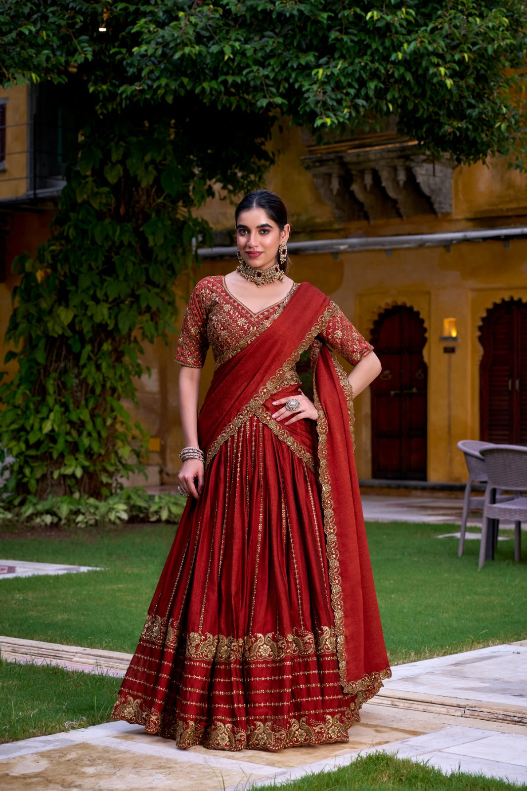 Lorenvalley Fashion Orange Rangoli Crush Sequins and Thread Embroidery Work Lehenga Choli with Dupatta 